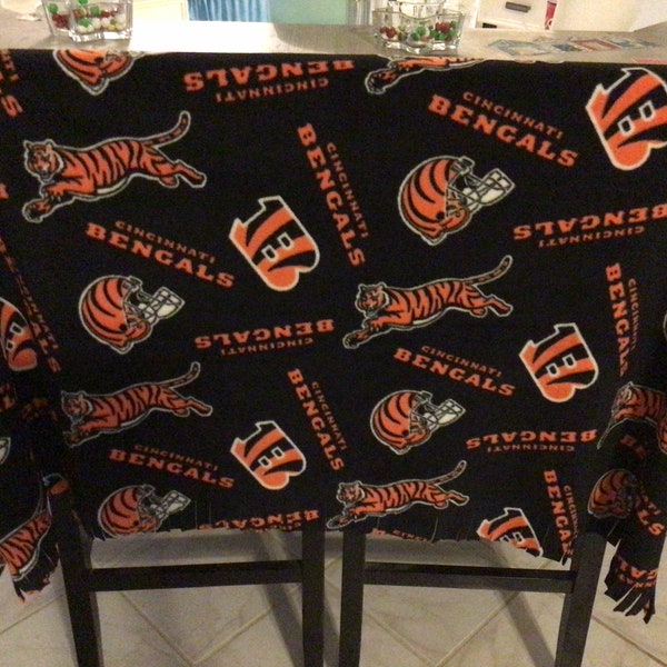 Cincinnati Bengals fringed throw - custom handmade | housewarming gift | birthday gift | Christmas gift | man cave decor | sofa throw