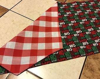 Ho ho ho table runner , reversible - custom handmade | housewarming gift | seasonal decor