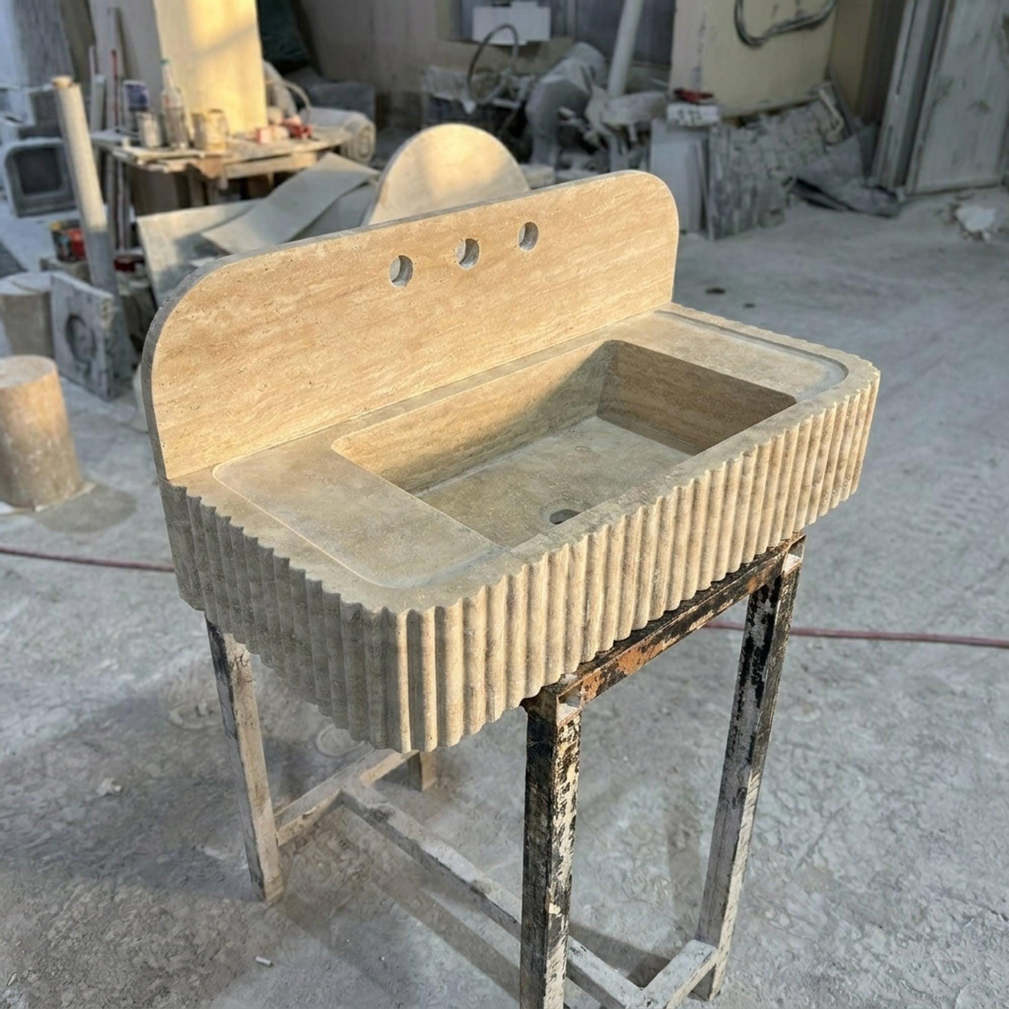 Travertine Marble Sink — view 6
