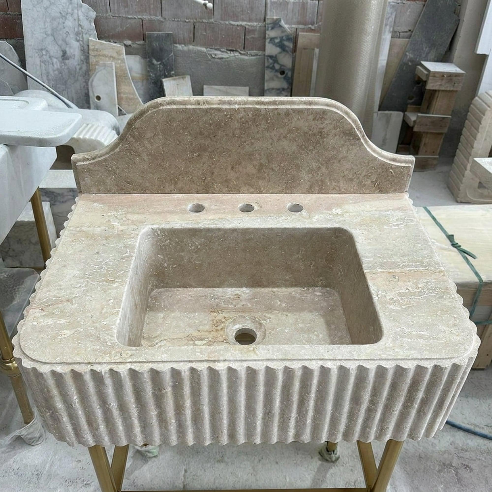 Travertine Marble Sink — view 15