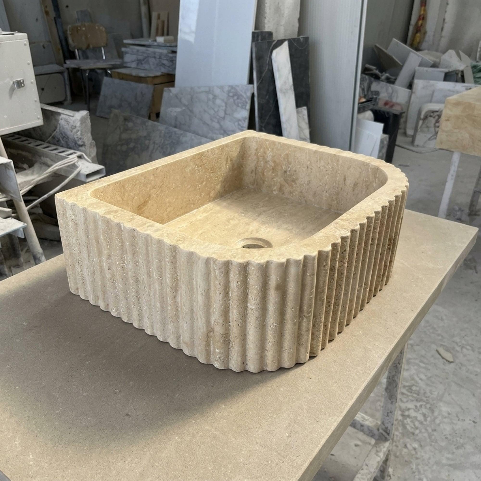 Travertine Marble Sink — view 4