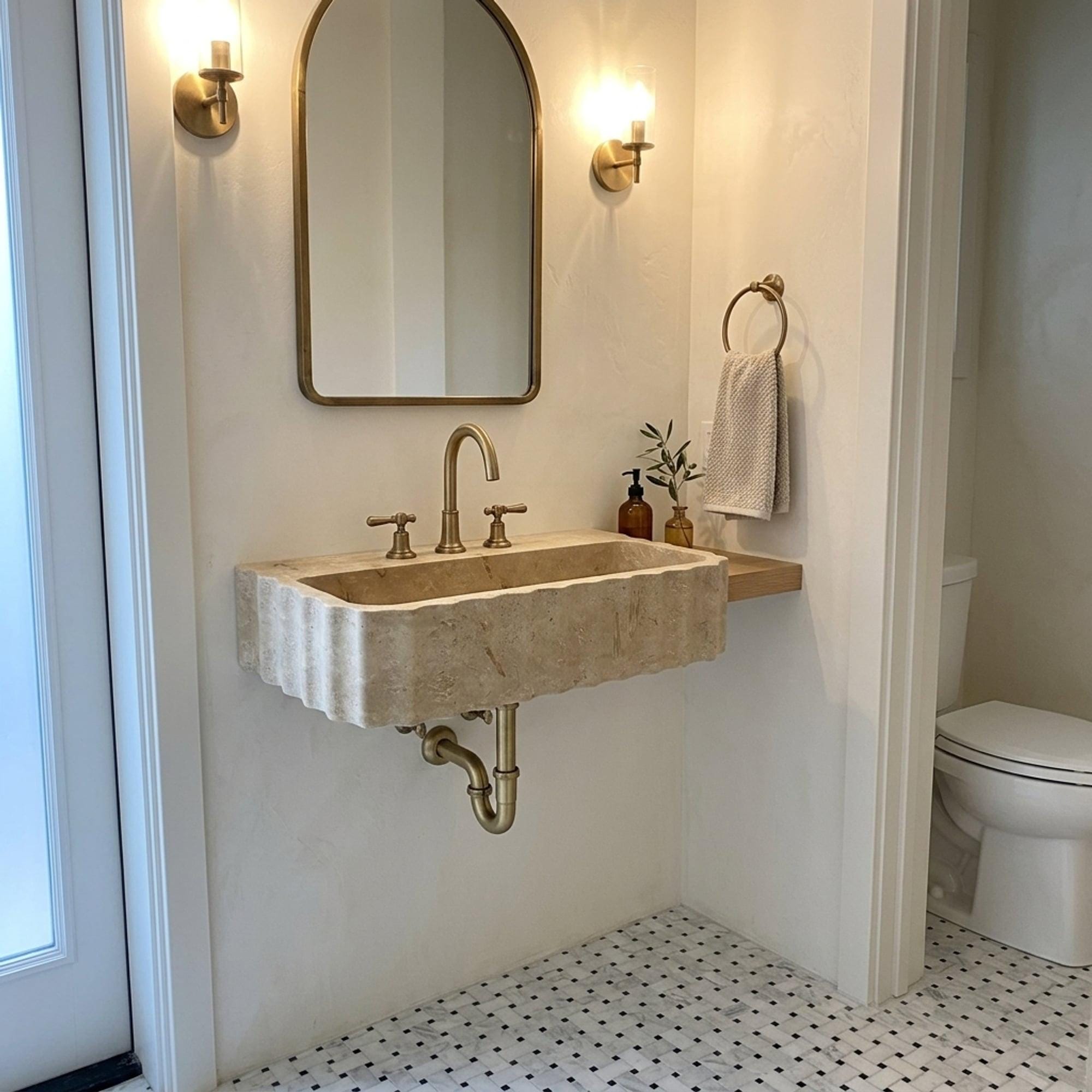 Travertine Marble Sink — view 16