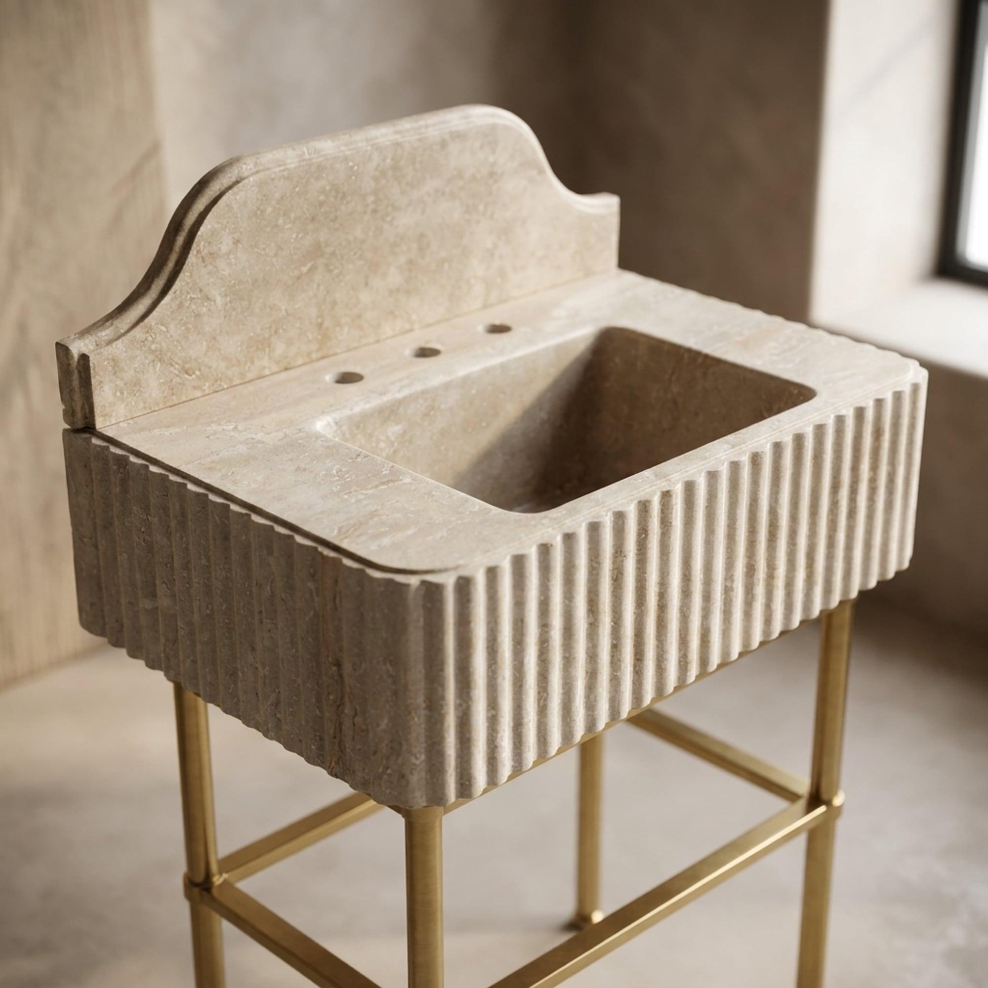 Travertine Marble Sink — view 13