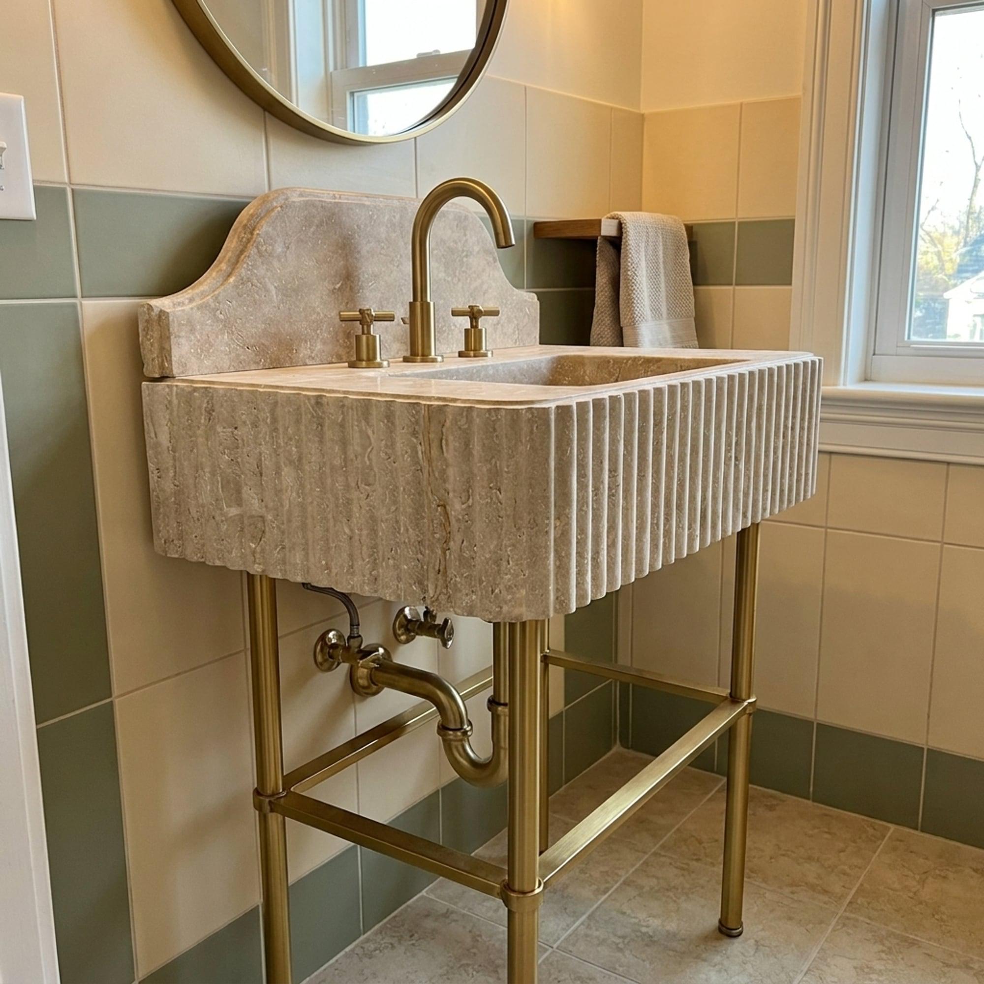 Travertine Marble Sink — view 12
