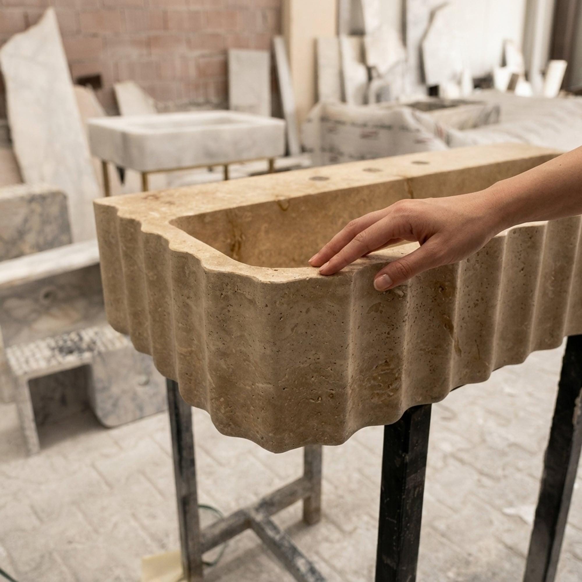 Travertine Marble Sink — view 5