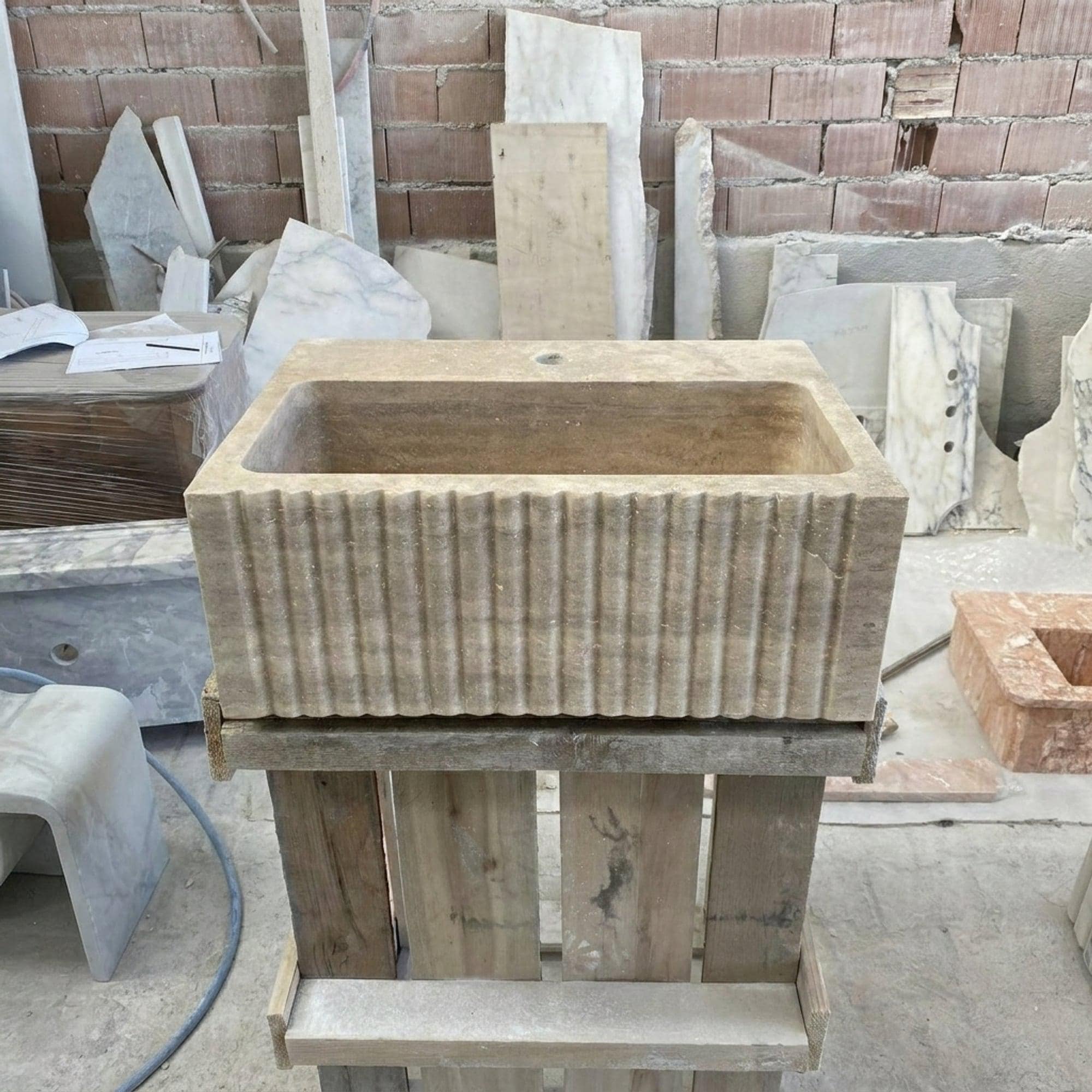 Travertine Marble Sink — view 3