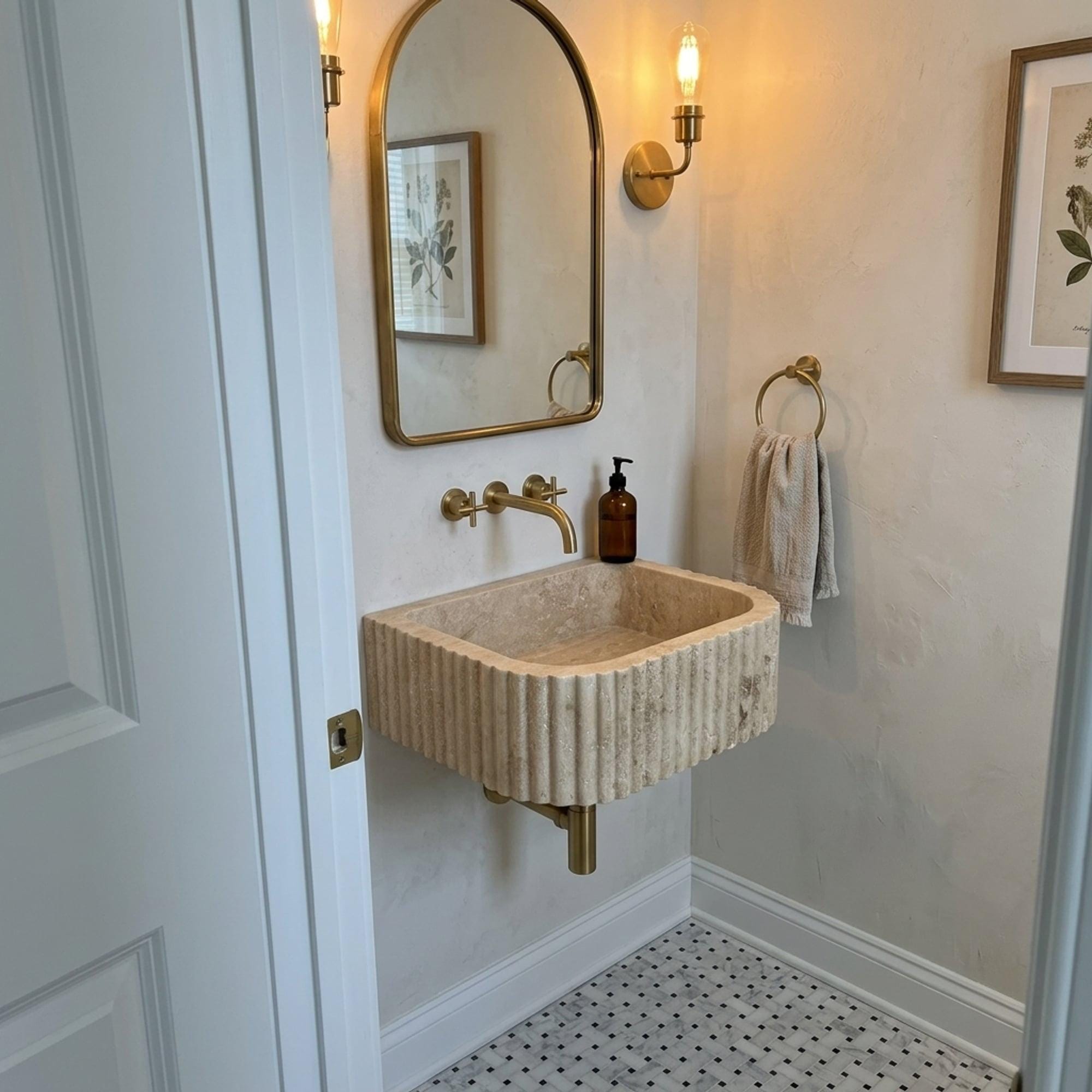 Travertine Marble Sink — view 15