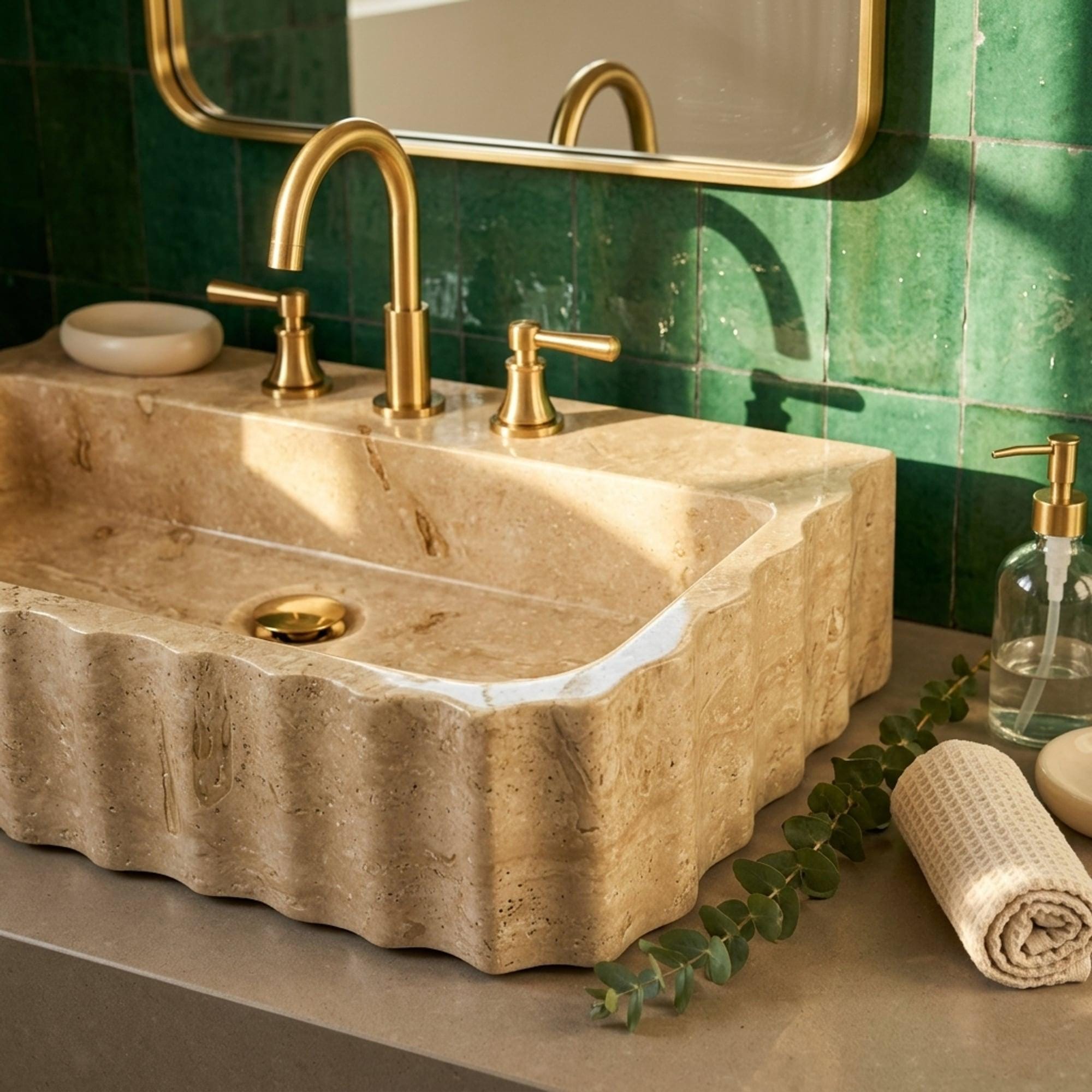 Travertine Marble Sink — view 15
