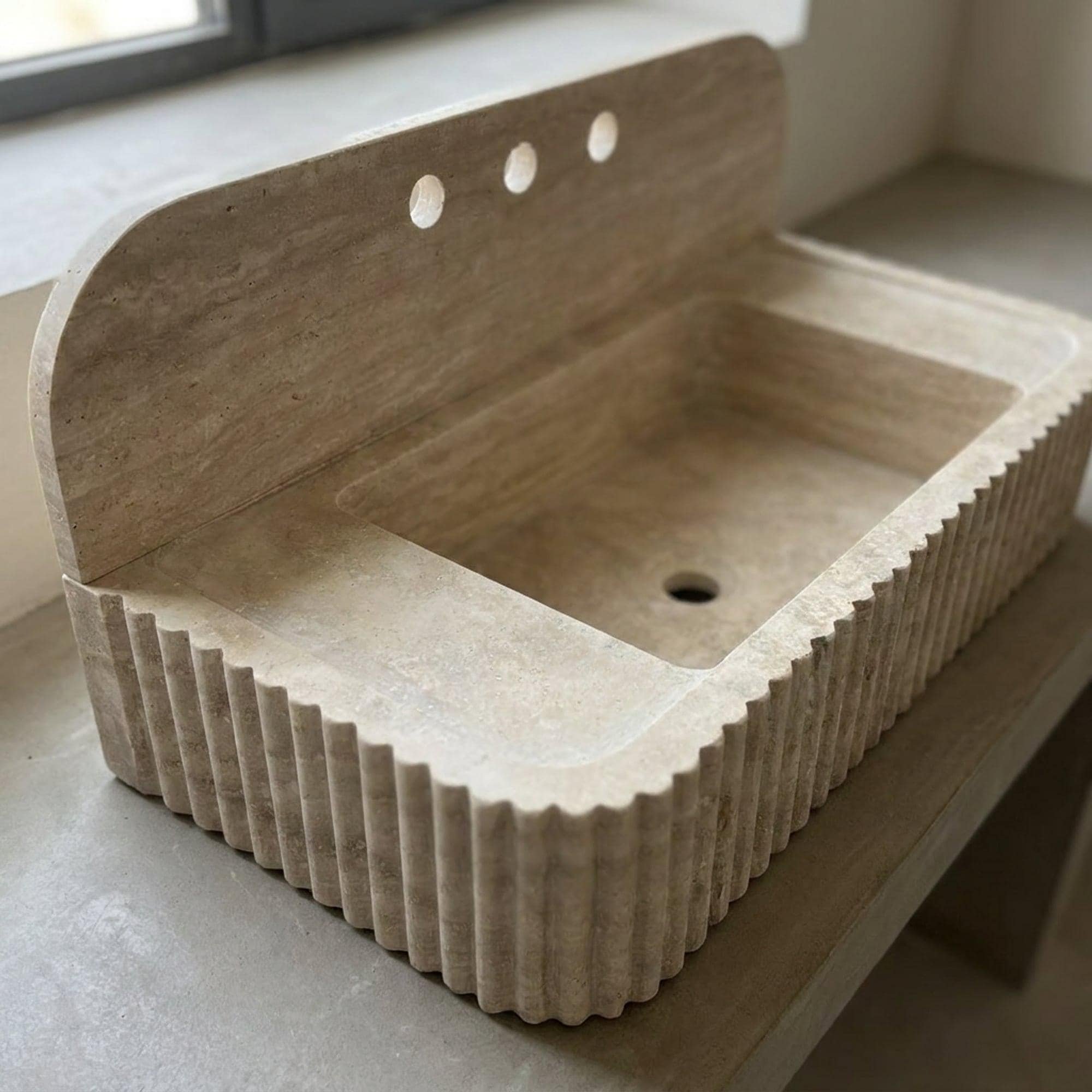 Travertine Marble Sink — view 13