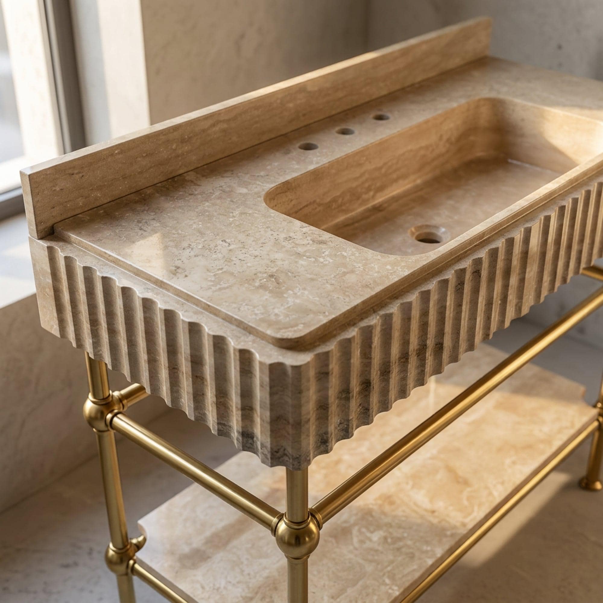 Travertine Marble Sink — view 10