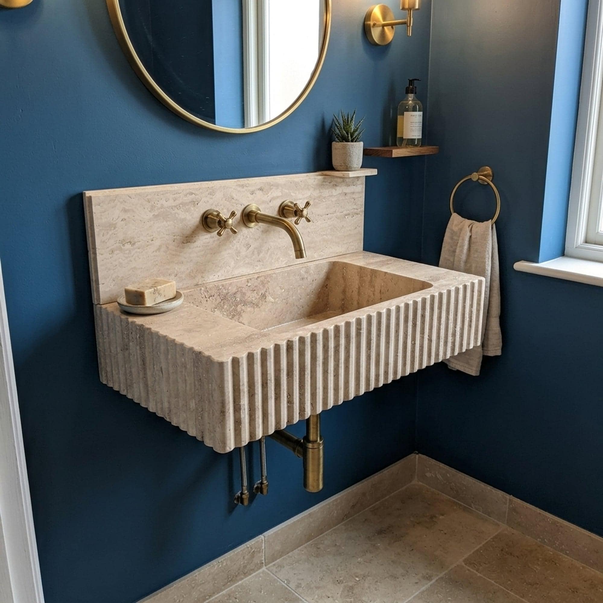 Travertine Marble Sink — view 12