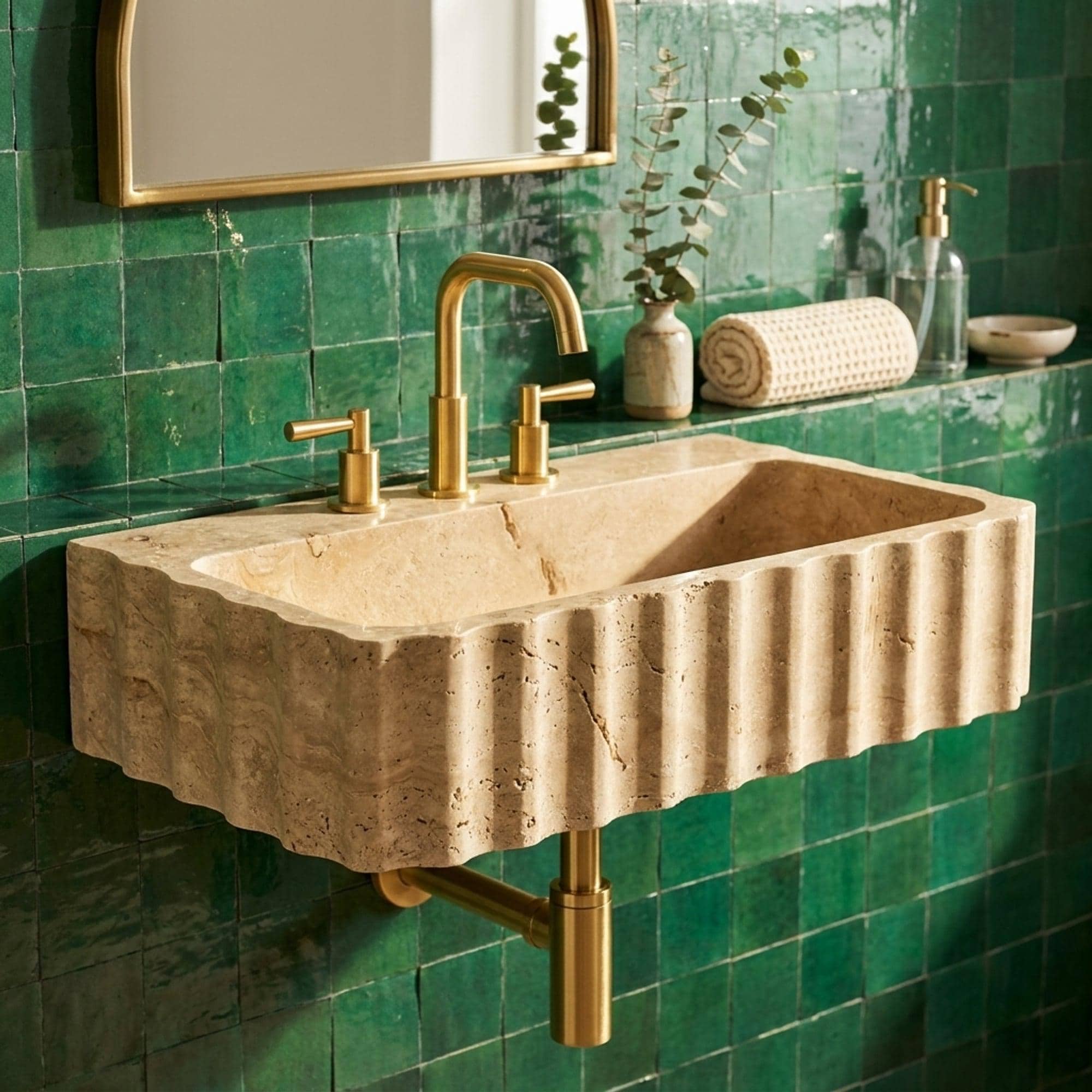 Travertine Marble Sink — view 2