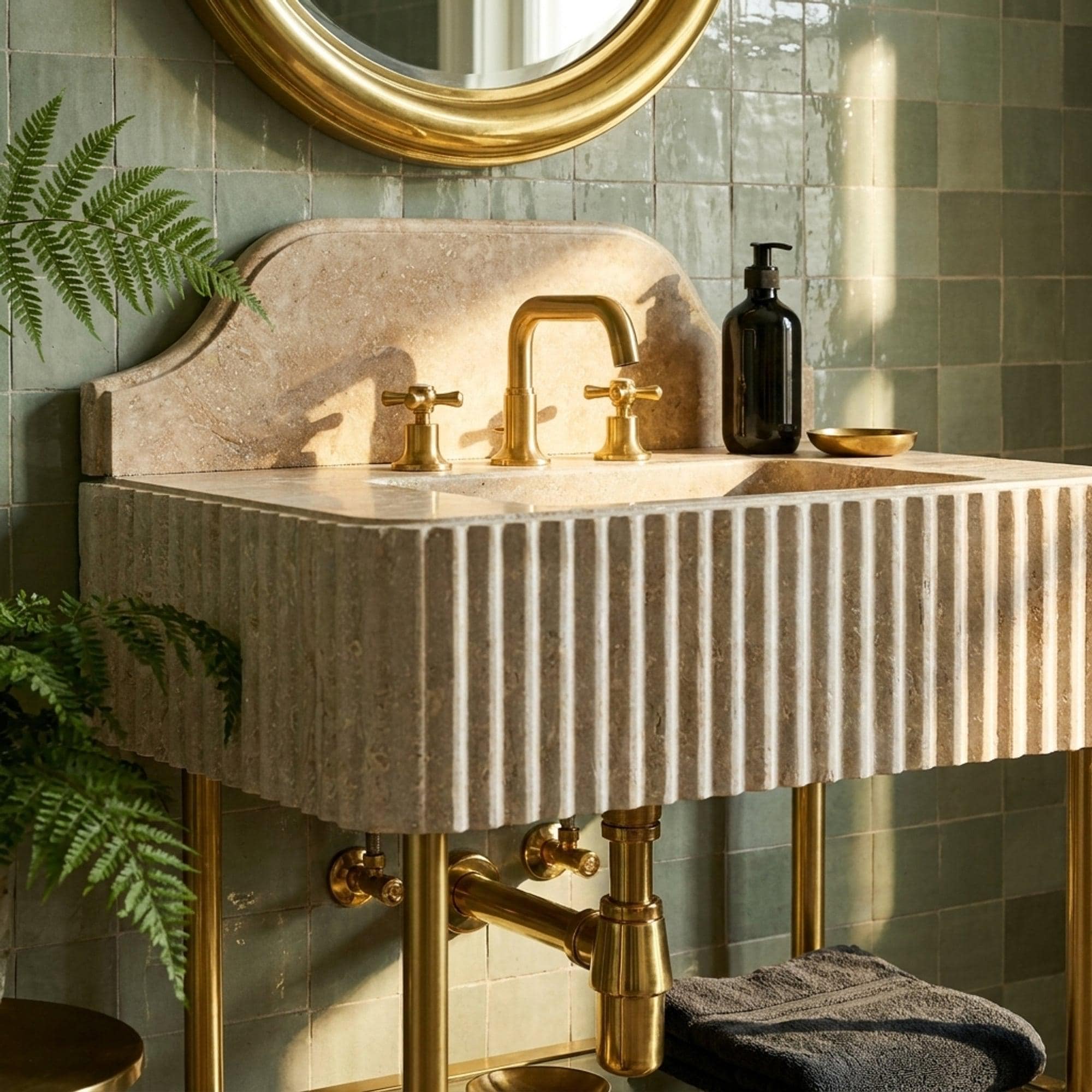 Travertine Marble Sink — view 2