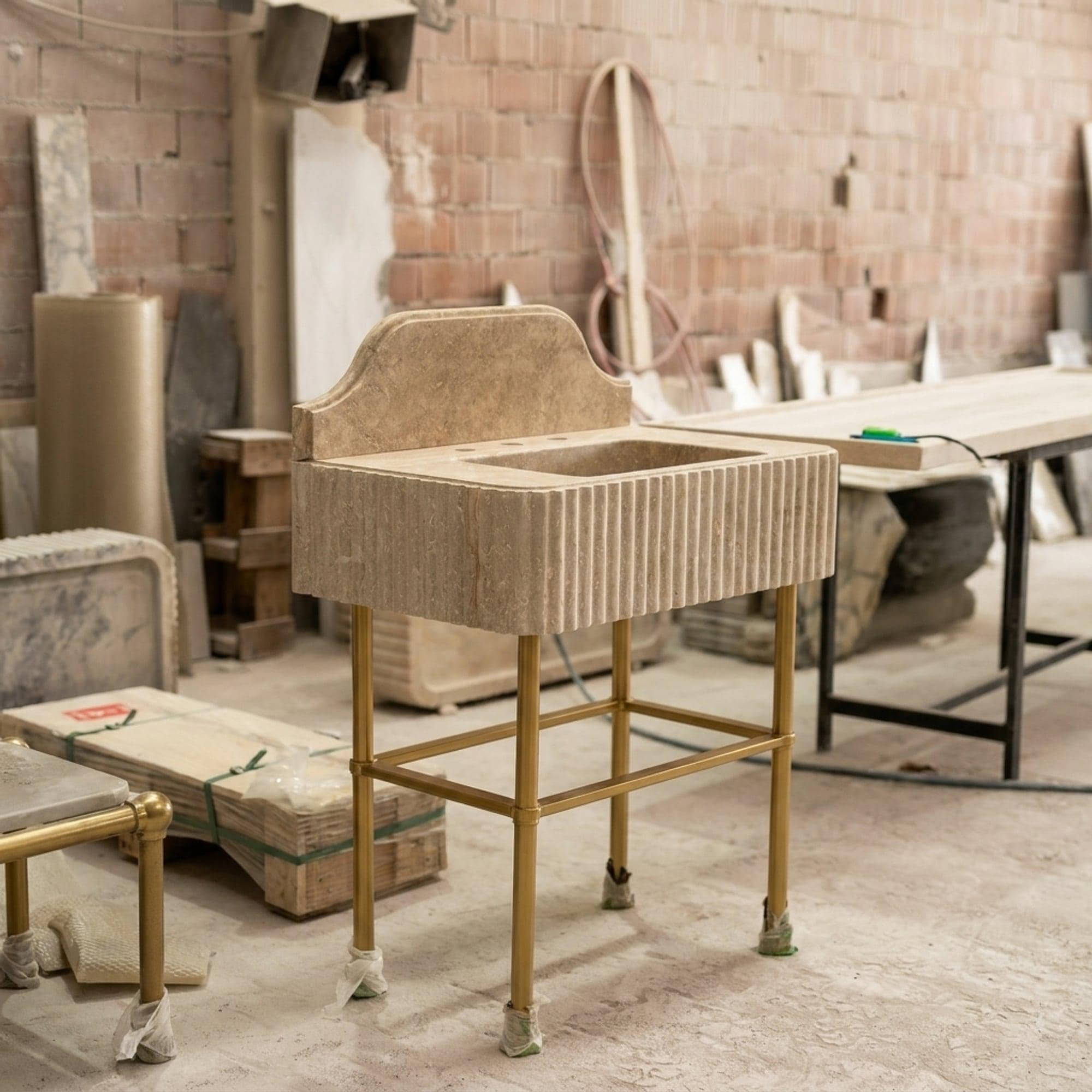 Travertine Marble Sink — view 6