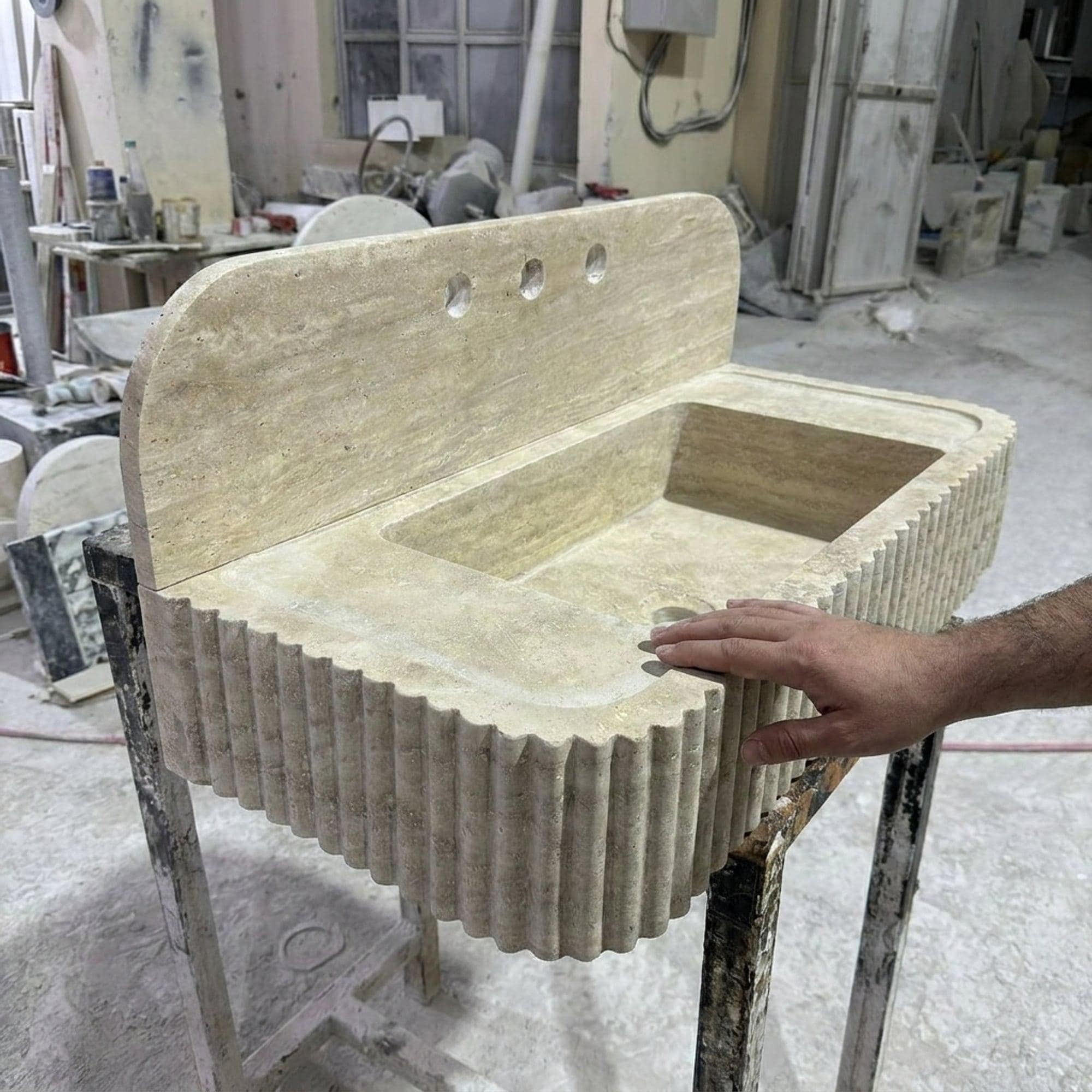 Travertine Marble Sink — view 4