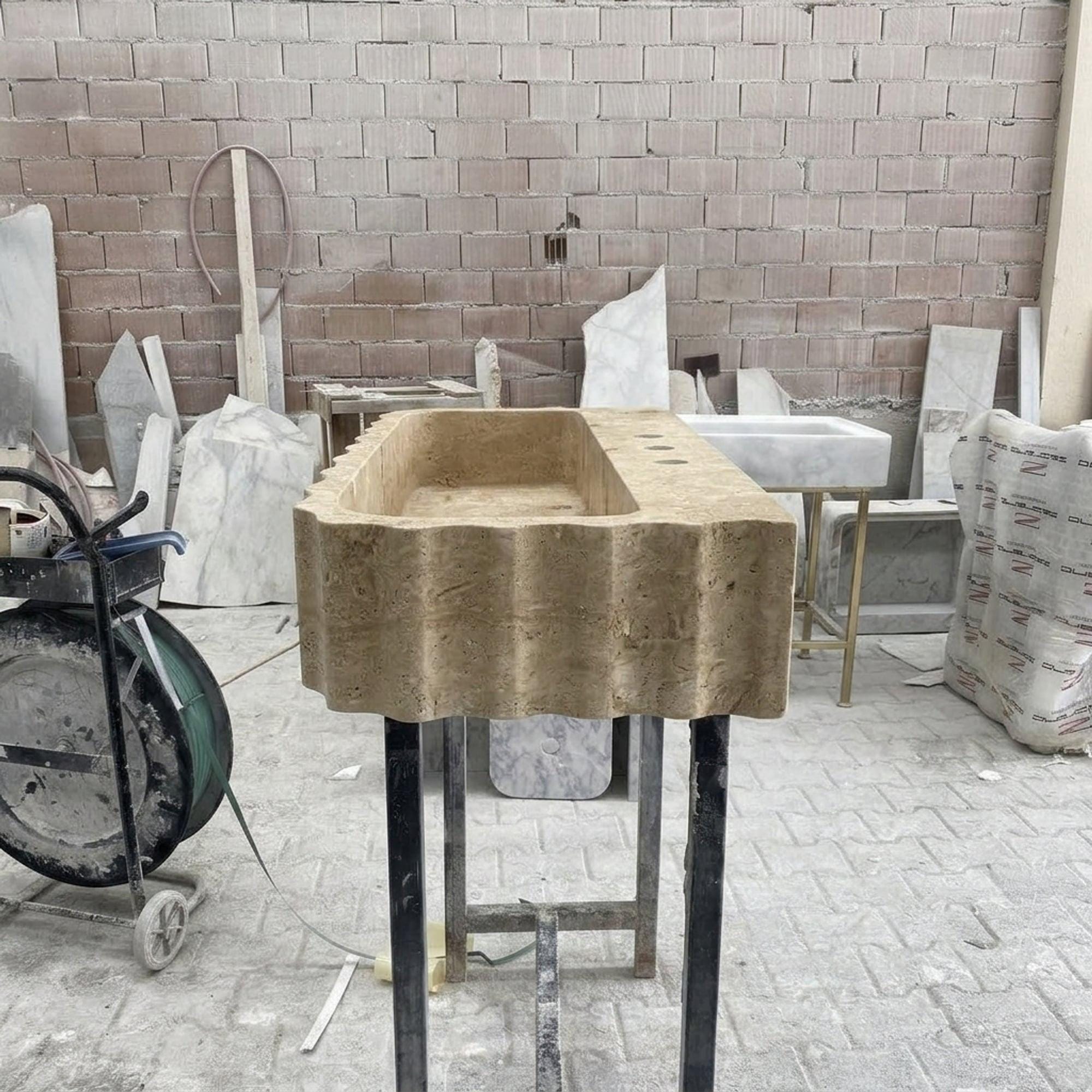 Travertine Marble Sink — view 4