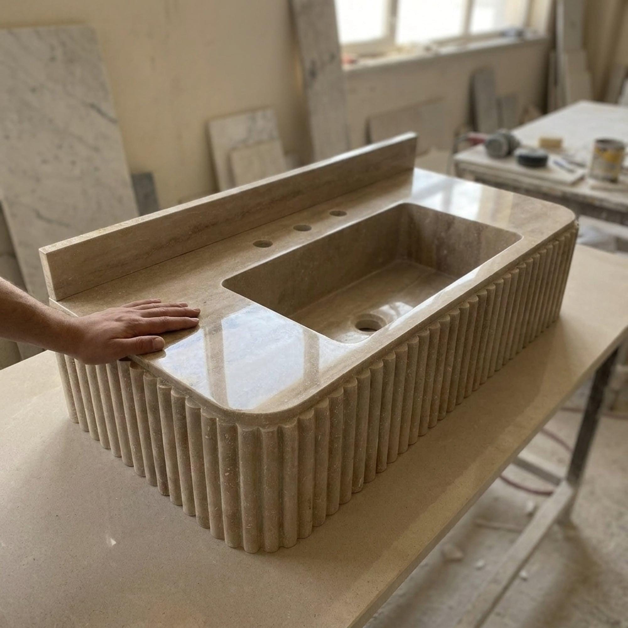 Travertine Marble Sink — view 12
