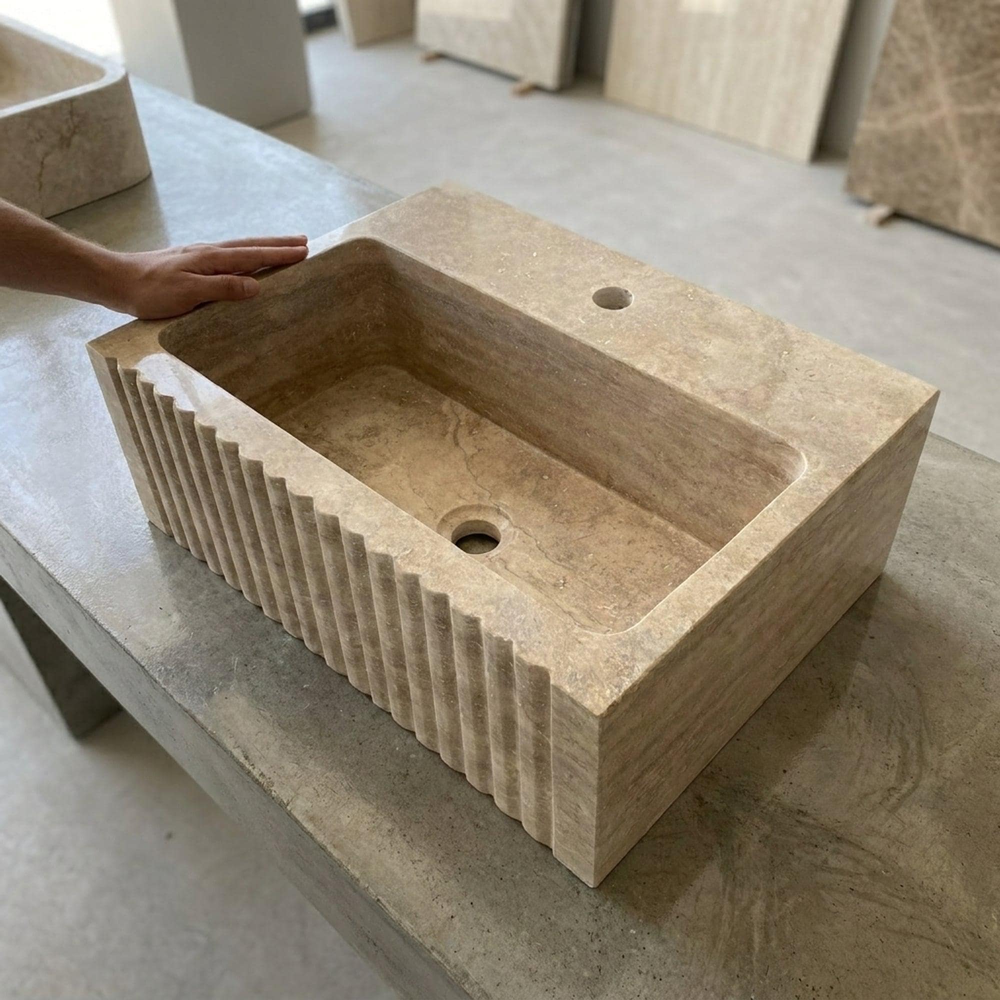 Travertine Marble Sink — view 7