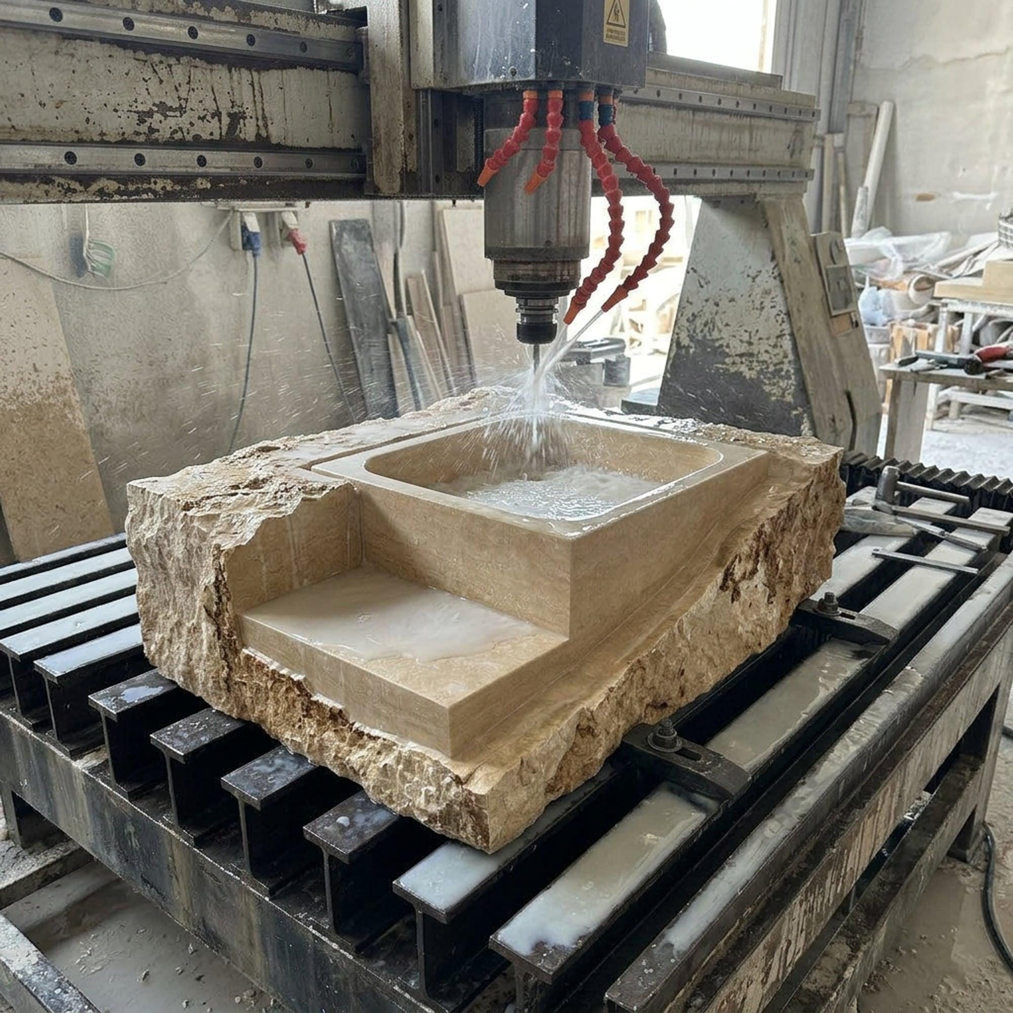 Travertine Marble Sink — view 9