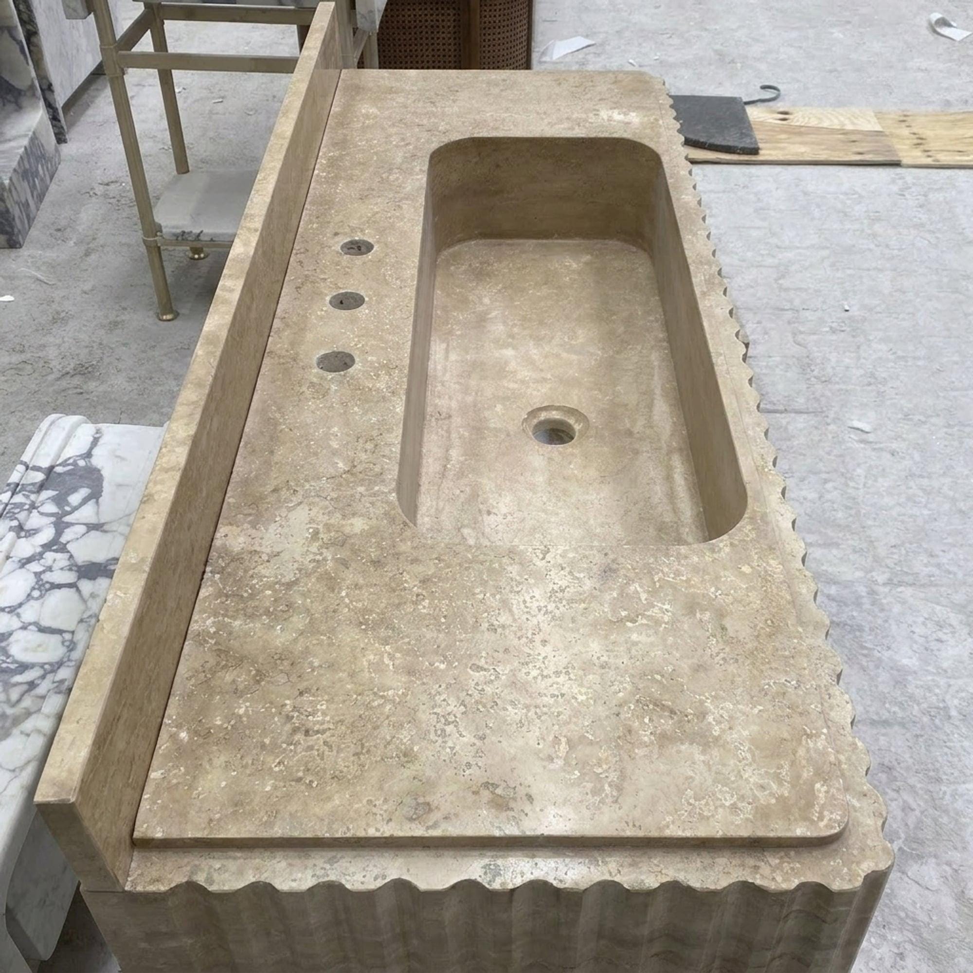 Travertine Marble Sink — view 6