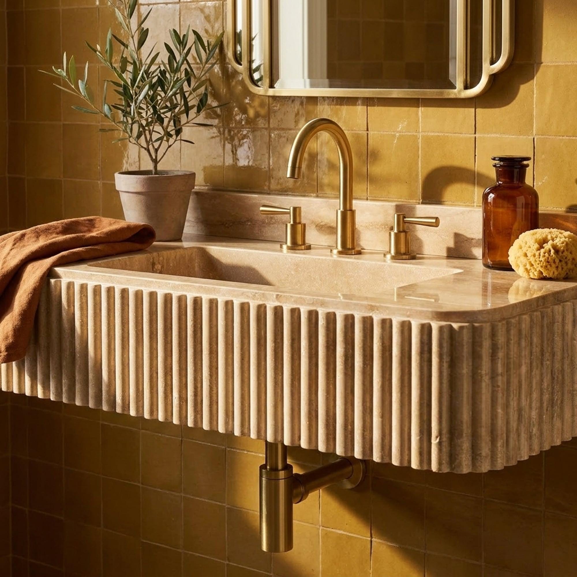 Travertine Marble Sink — view 2