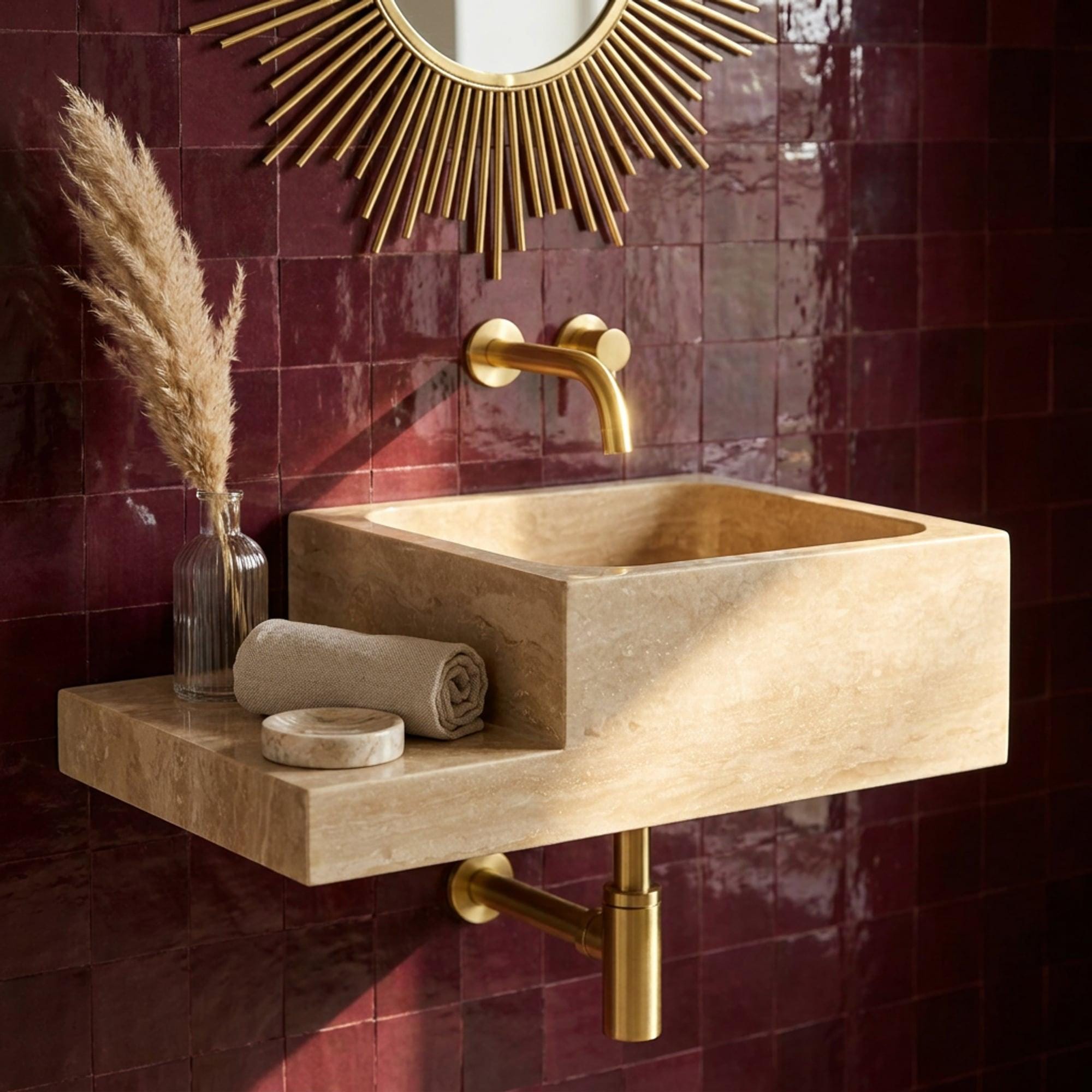 Travertine Marble Sink — view 2