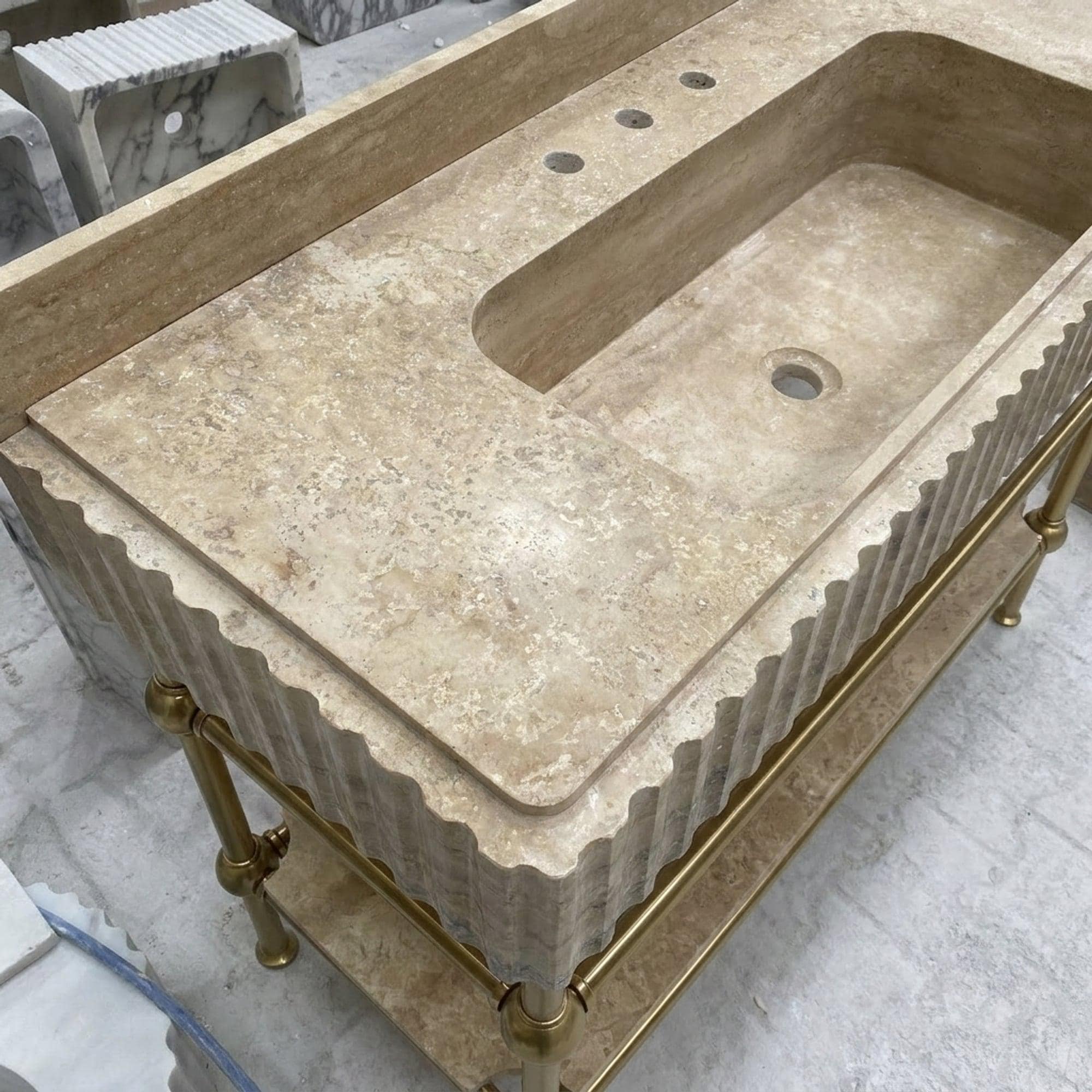 Travertine Marble Sink — view 7