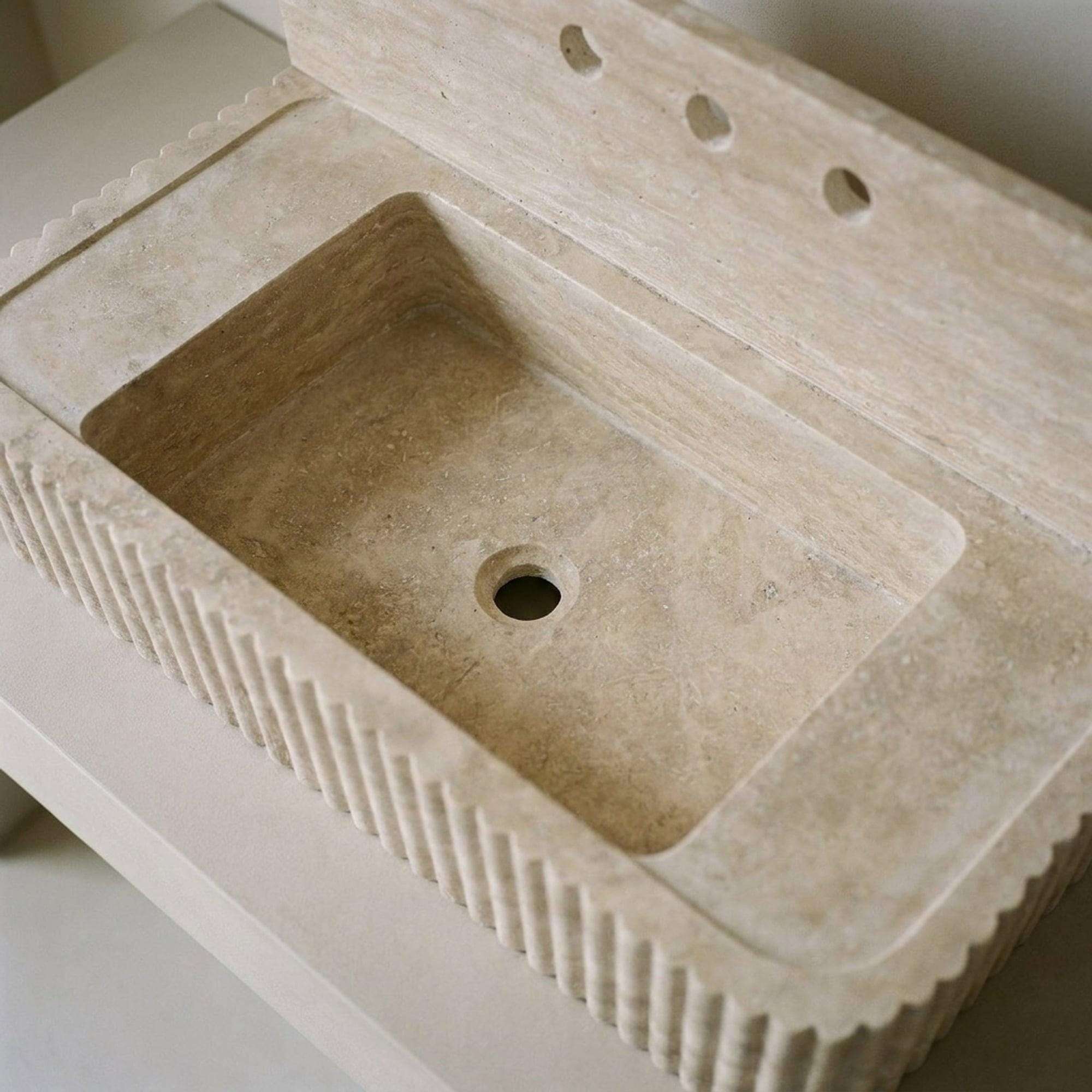 Travertine Marble Sink — view 9