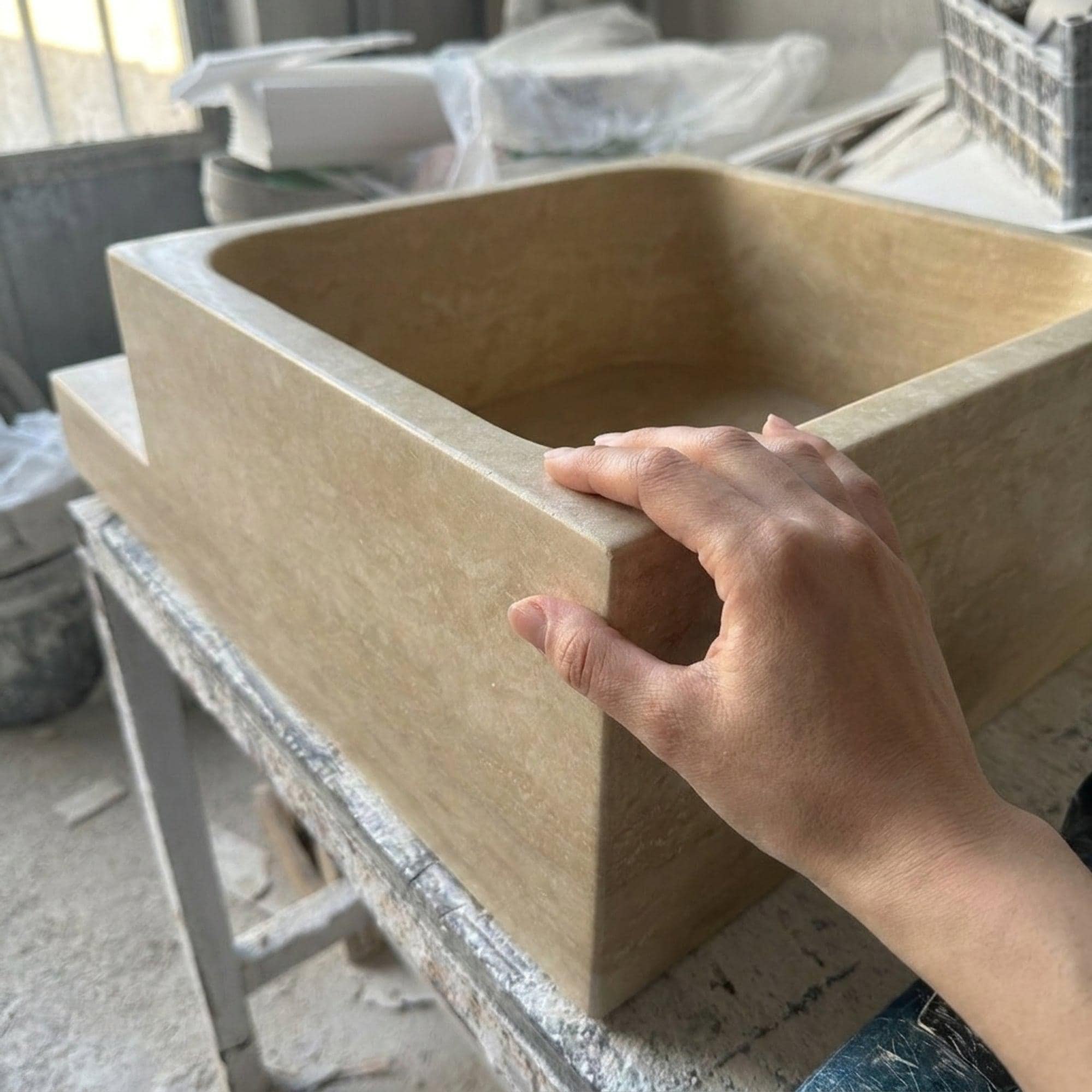 Travertine Marble Sink — view 7
