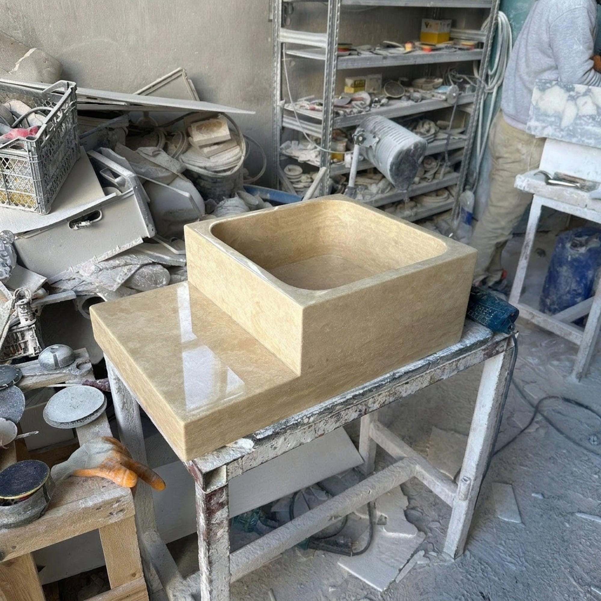 Travertine Marble Sink — view 6