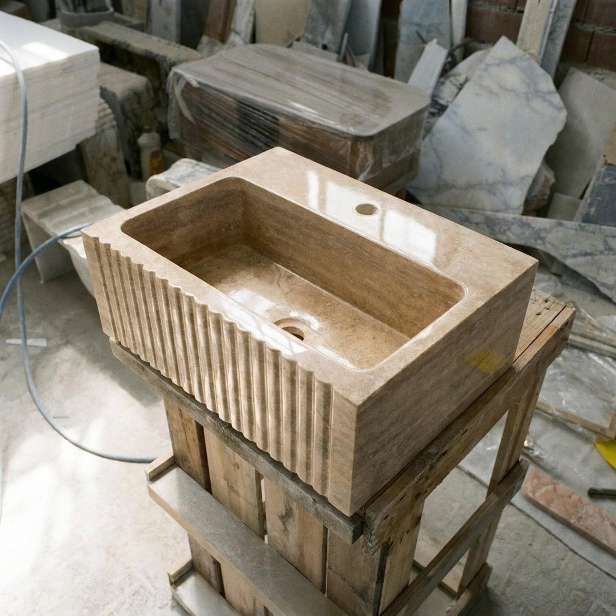 Travertine Marble Sink — view 13