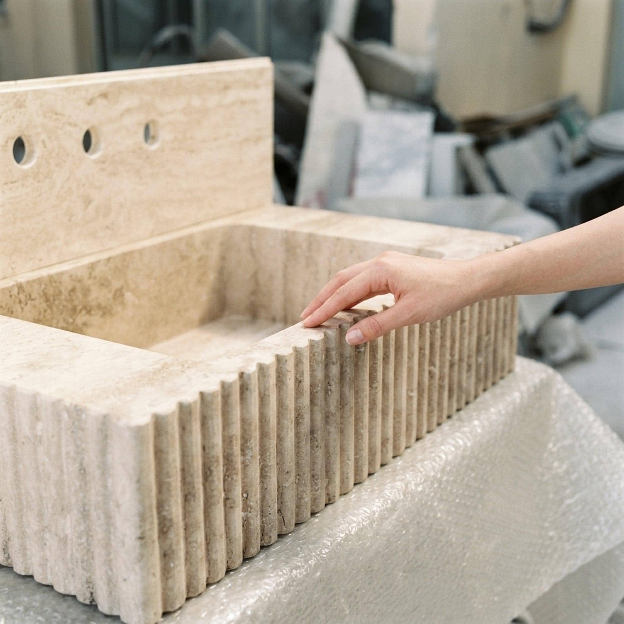 Travertine Marble Sink — view 5