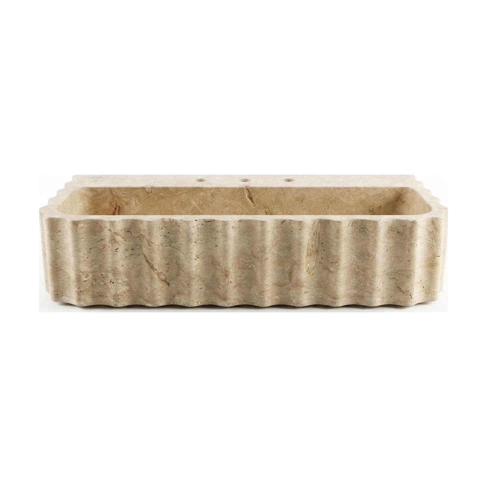 Travertine Fluted Wall Mounted Marble Sink with Hand Car…