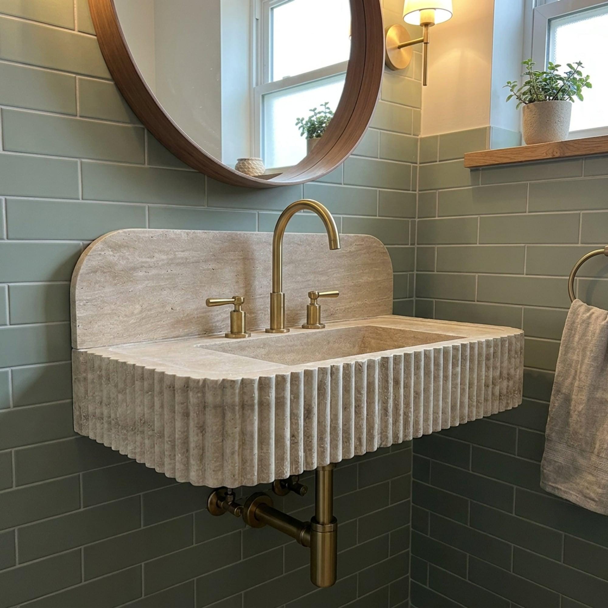 Travertine Marble Sink — view 15