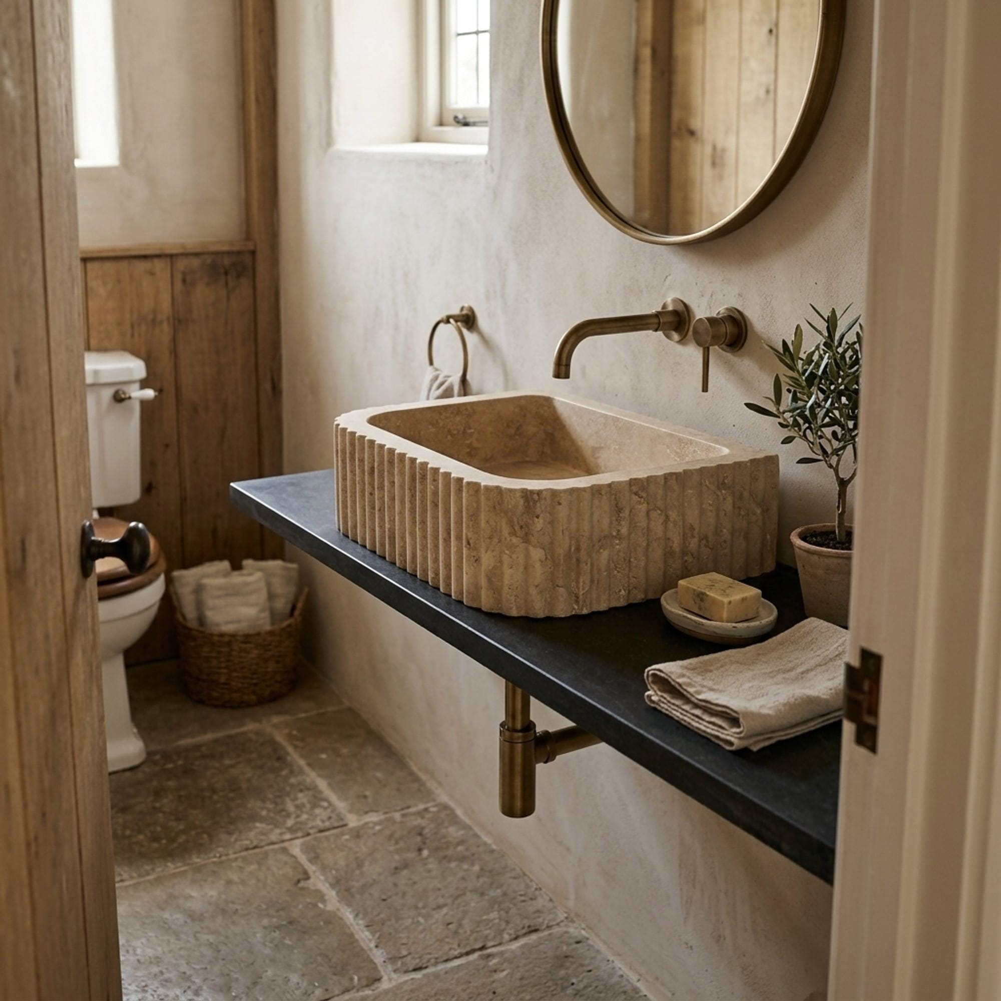 Travertine Marble Sink — view 16