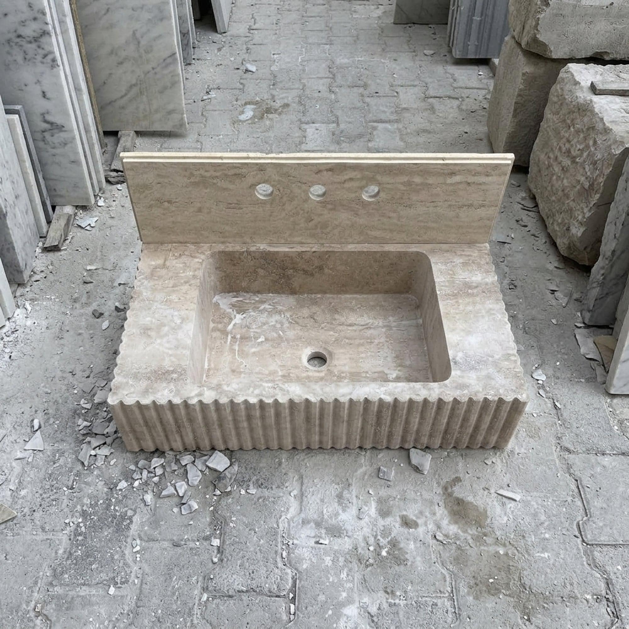 Travertine Marble Sink — view 9