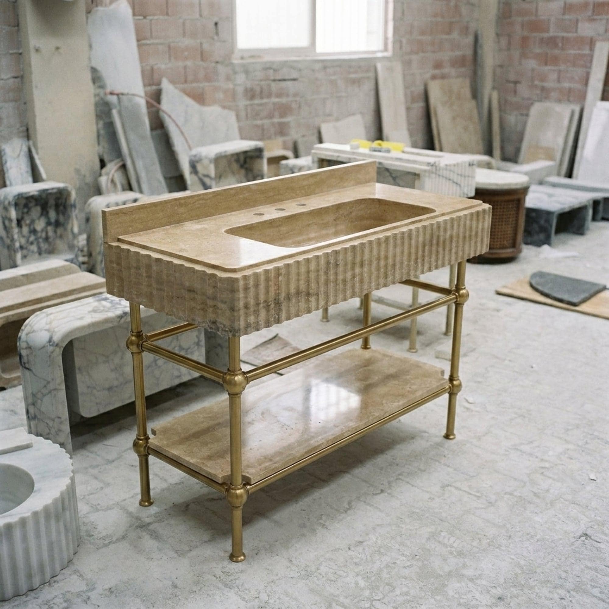 Travertine Marble Sink — view 4