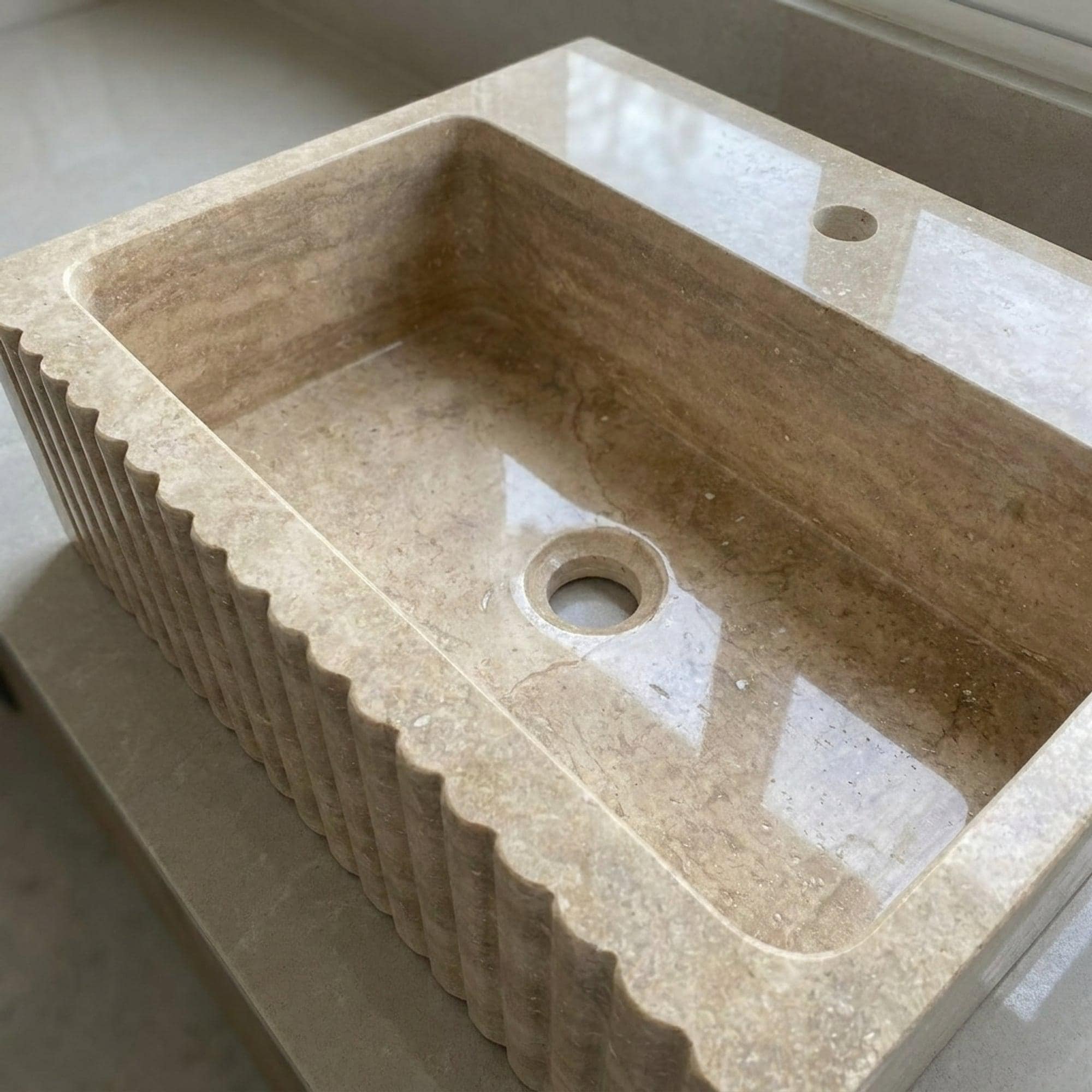 Travertine Marble Sink — view 12