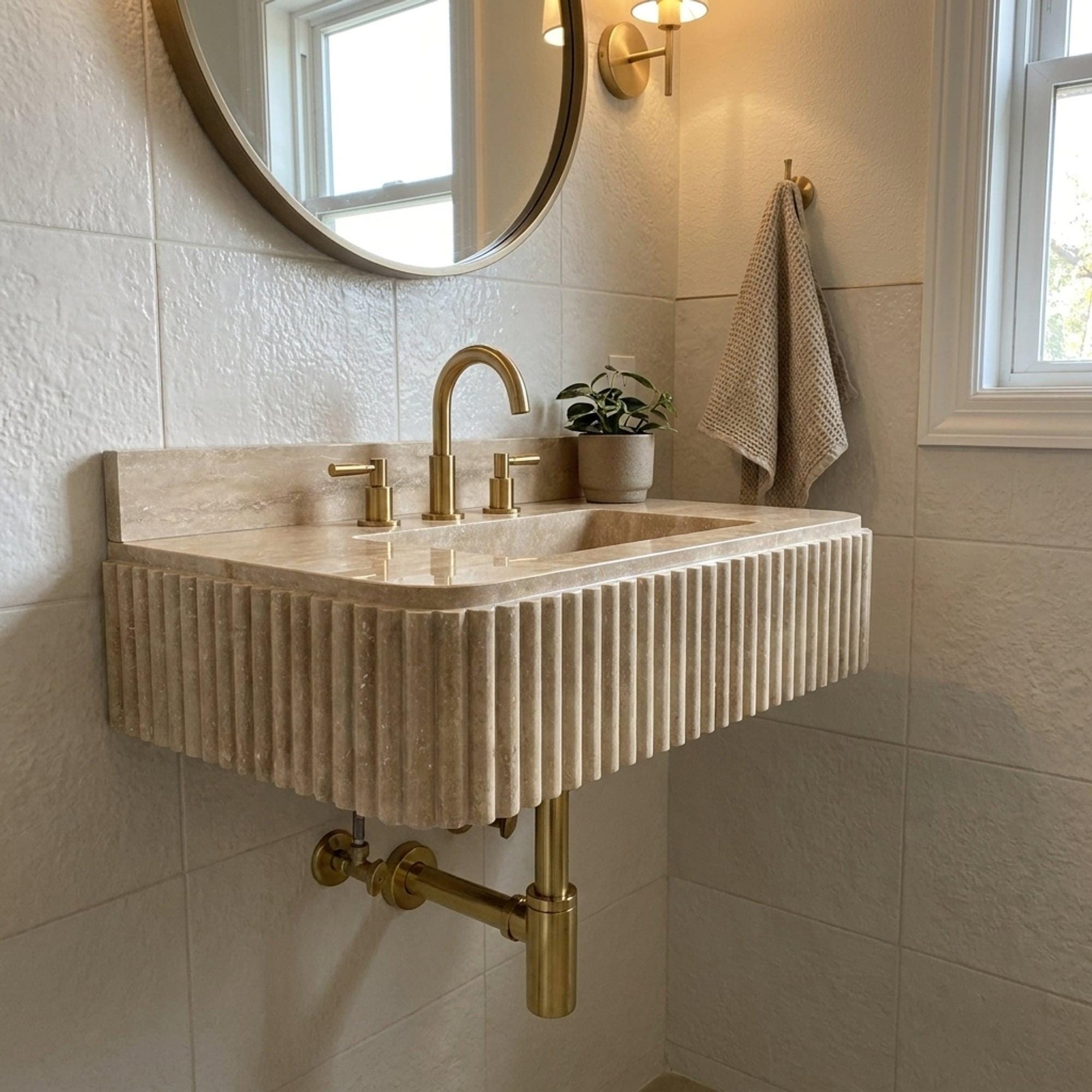 Travertine Marble Sink — view 16