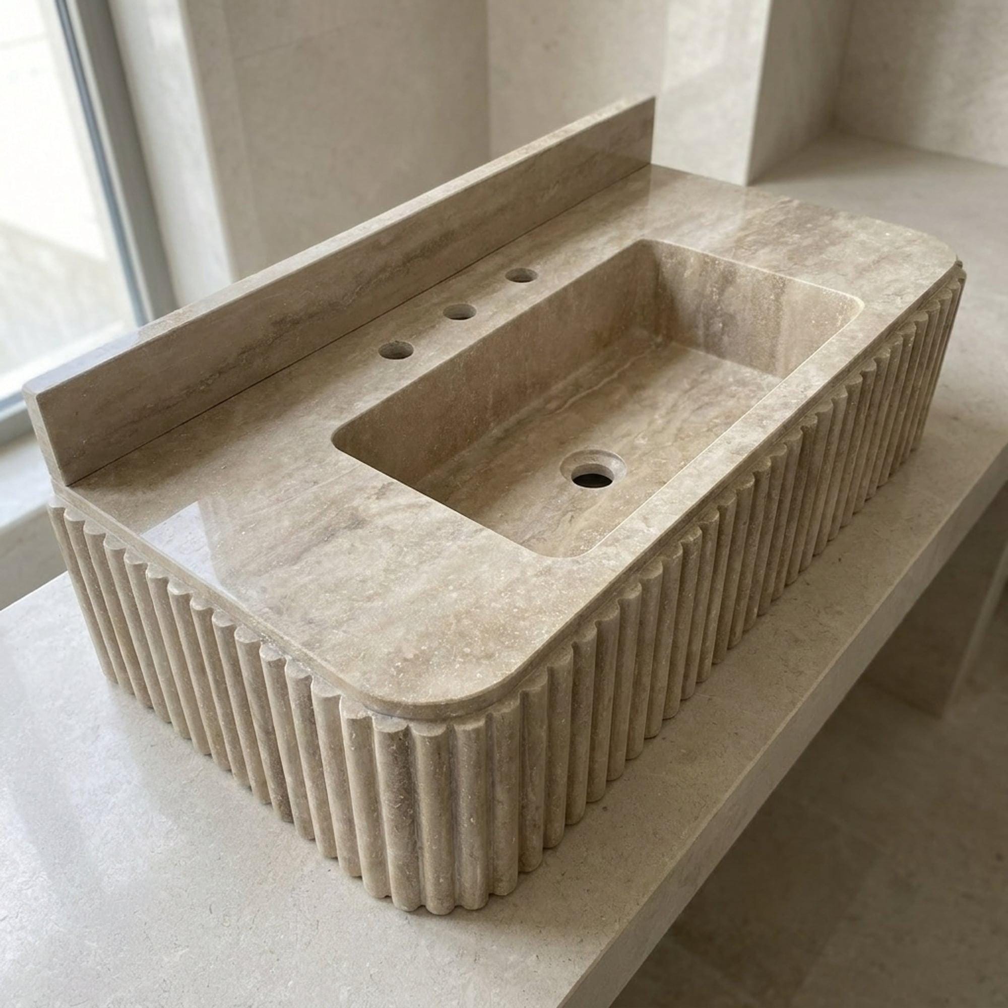 Travertine Marble Sink — view 10