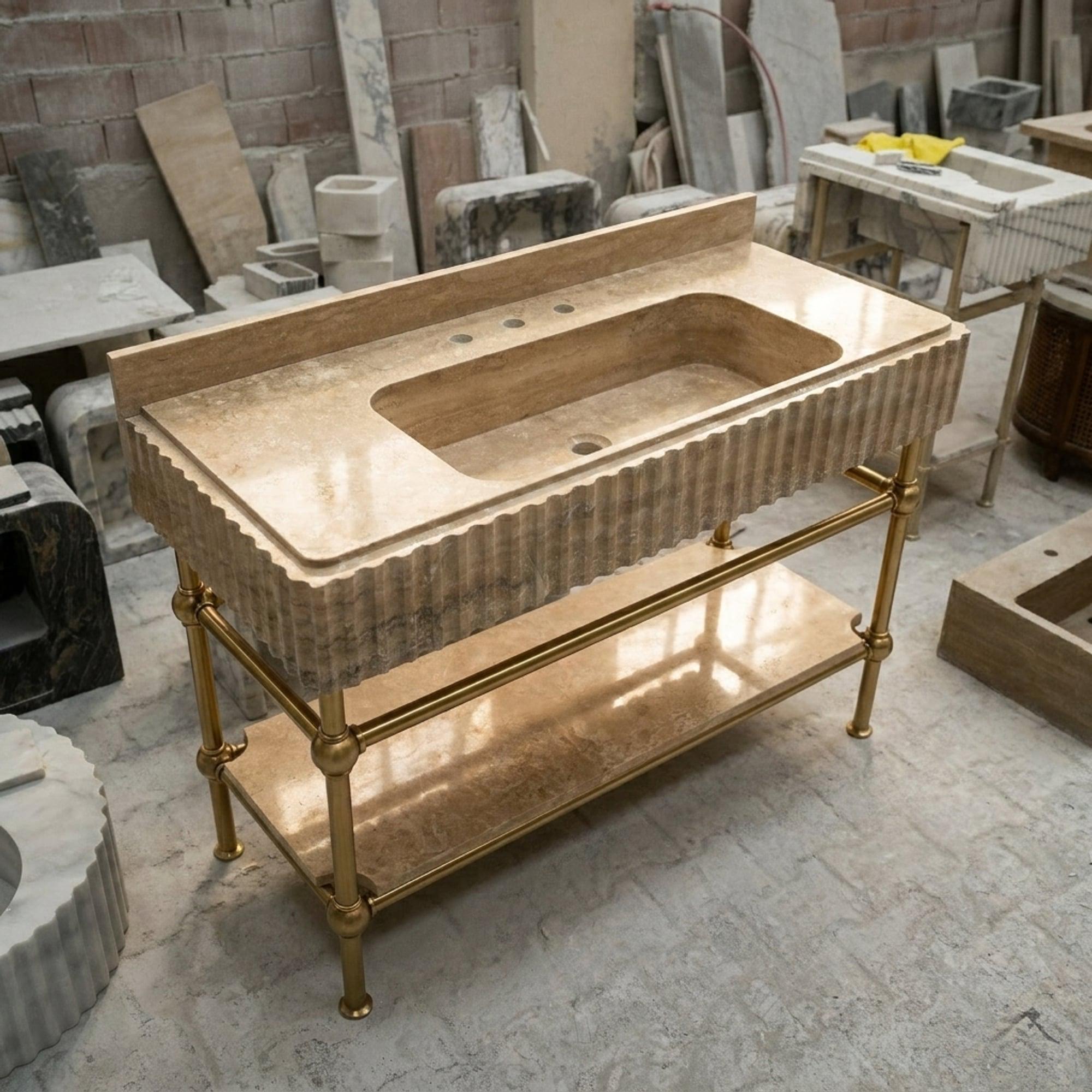 Travertine Marble Sink — view 9