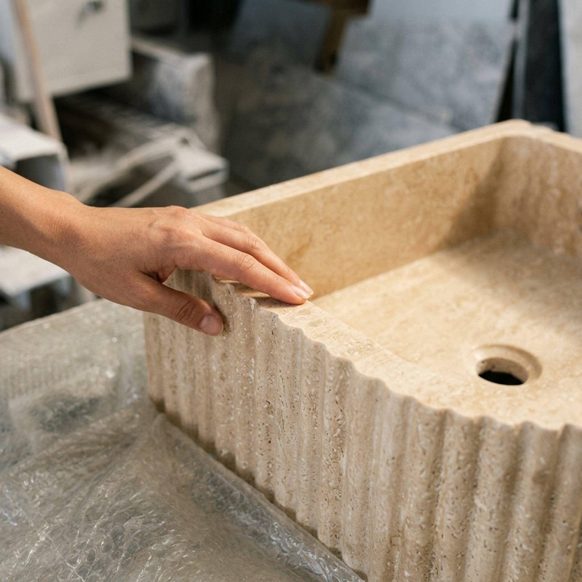 Travertine Marble Sink — view 10