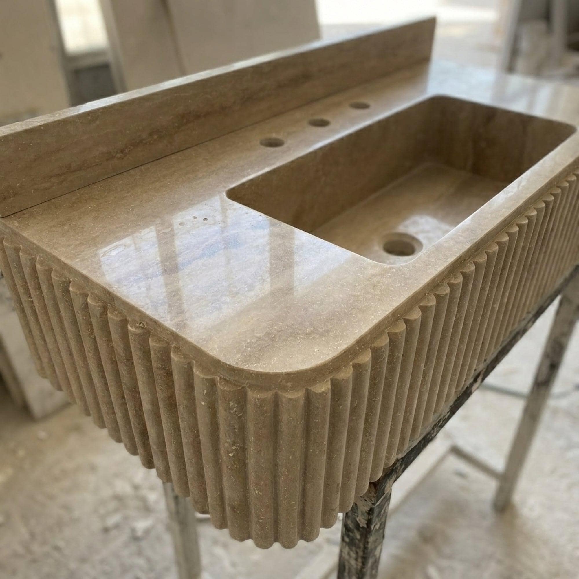 Travertine Marble Sink — view 14