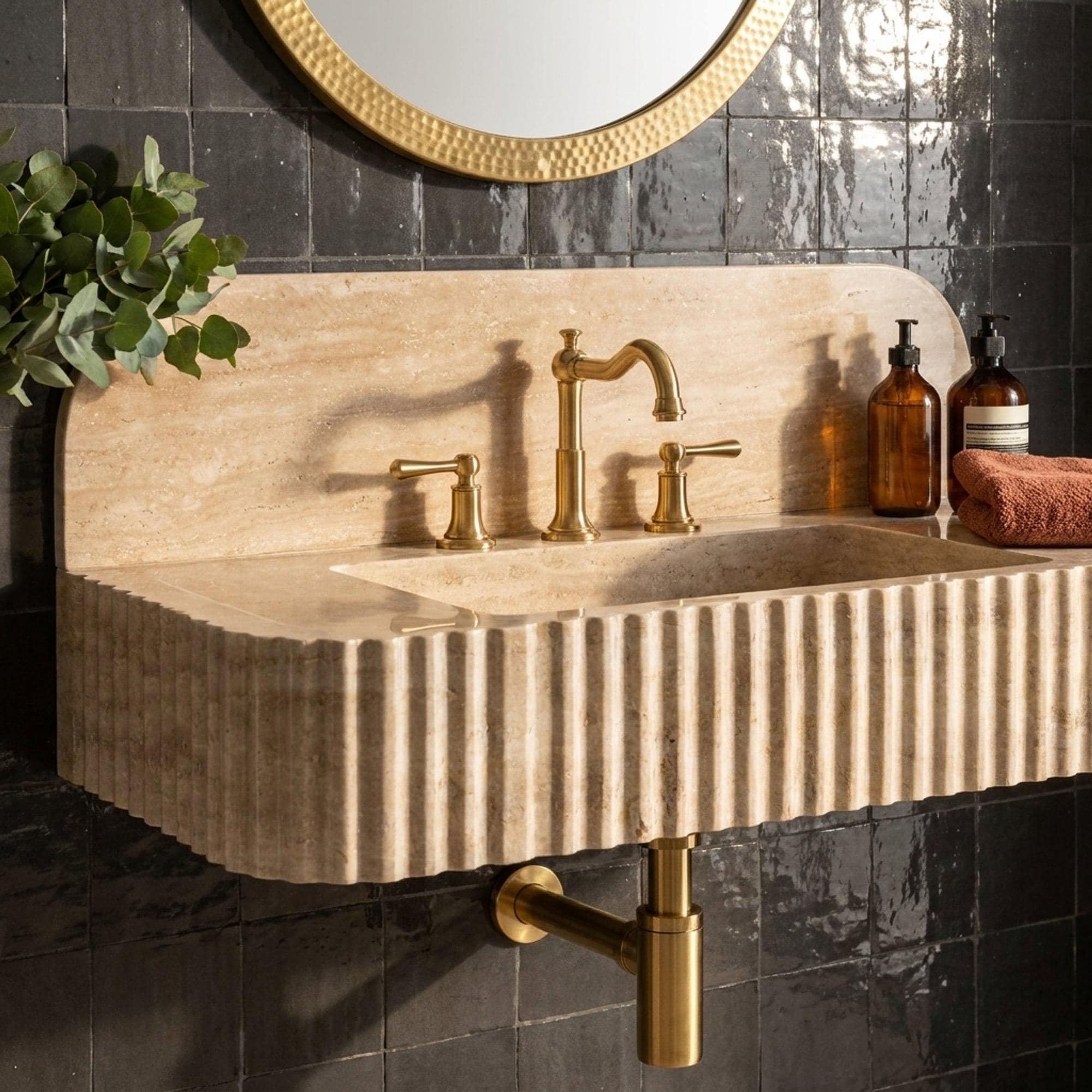 Travertine Marble Sink — view 2