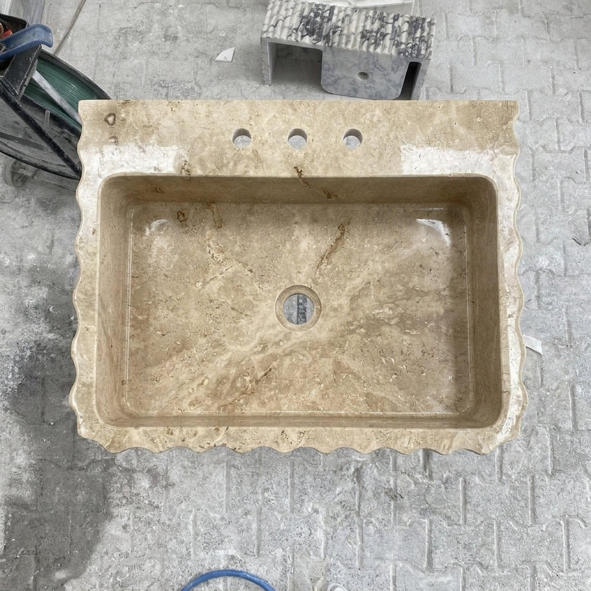 Travertine Marble Sink — view 6