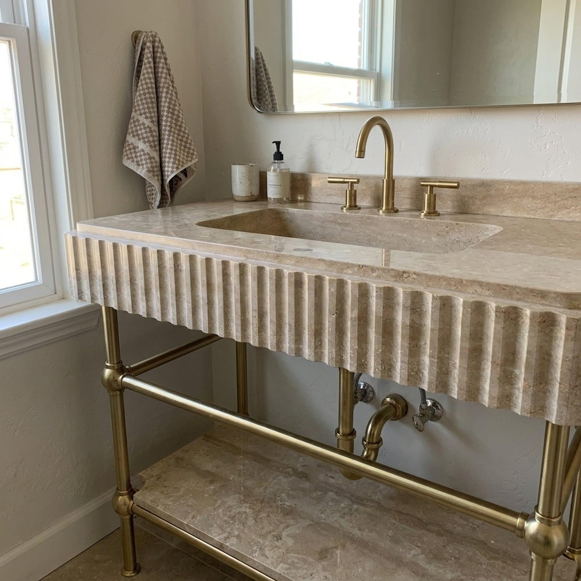 Travertine Marble Sink — view 12
