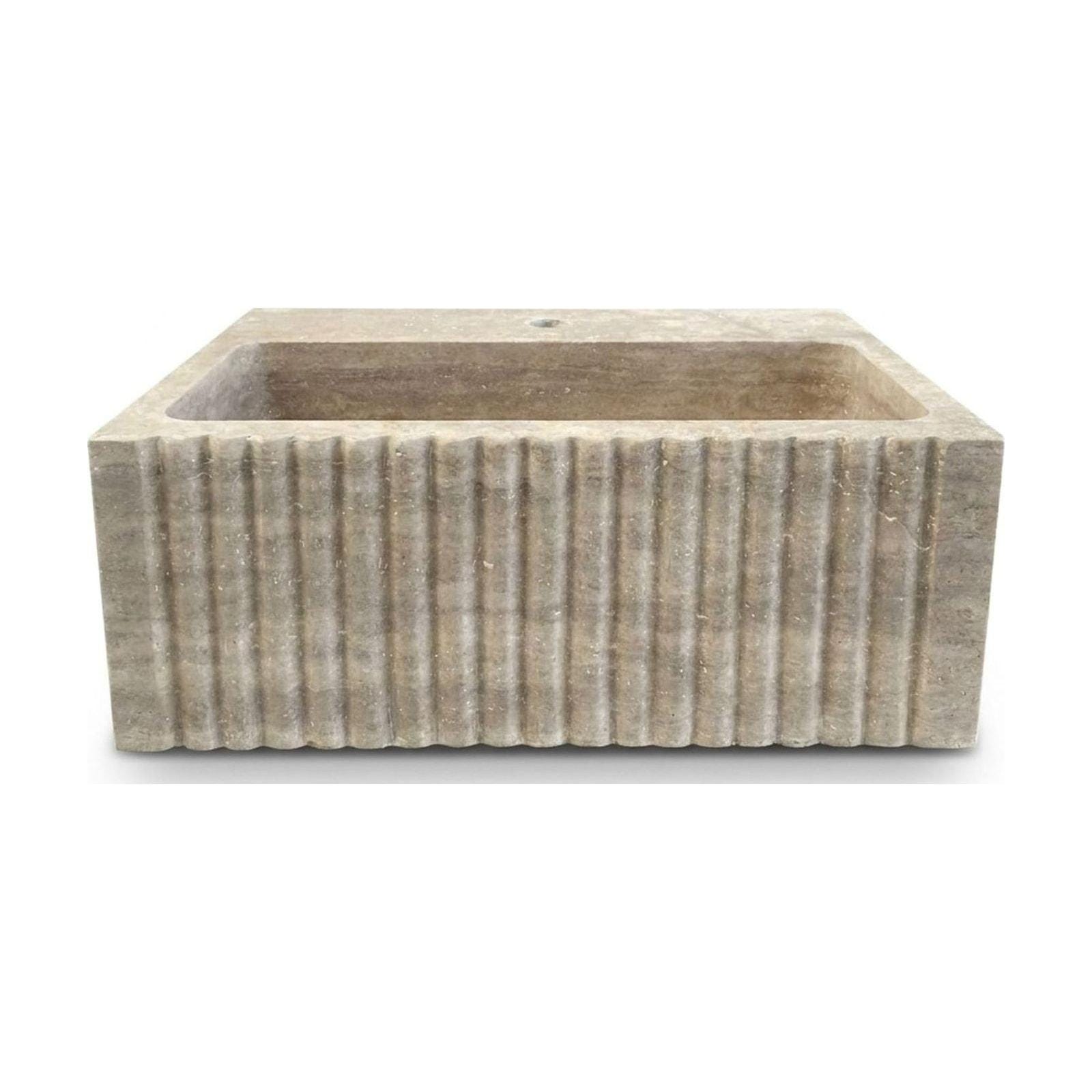 Fluted Travertine Wall Mounted Marble Sink with Hand Car…