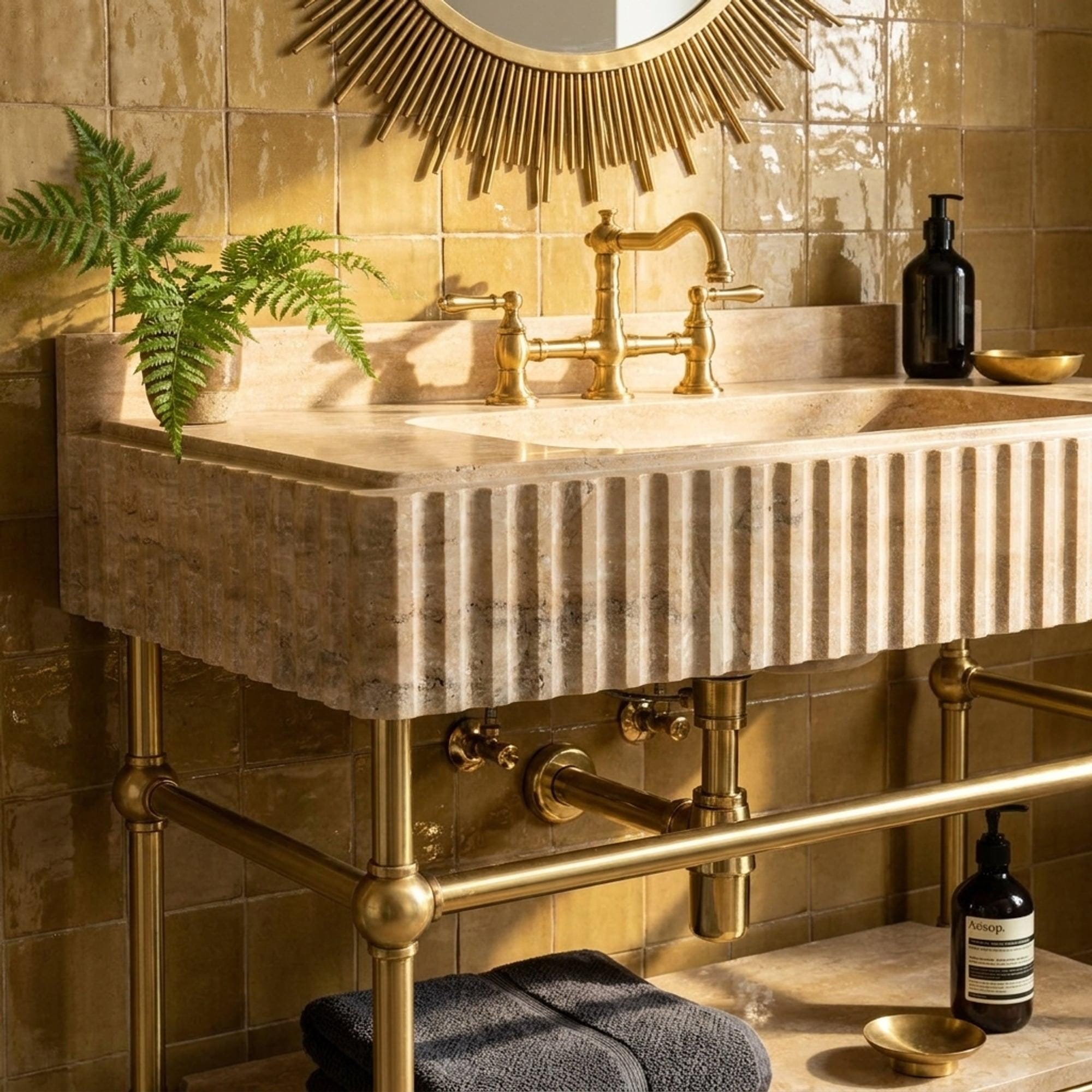 Travertine Marble Sink — view 2