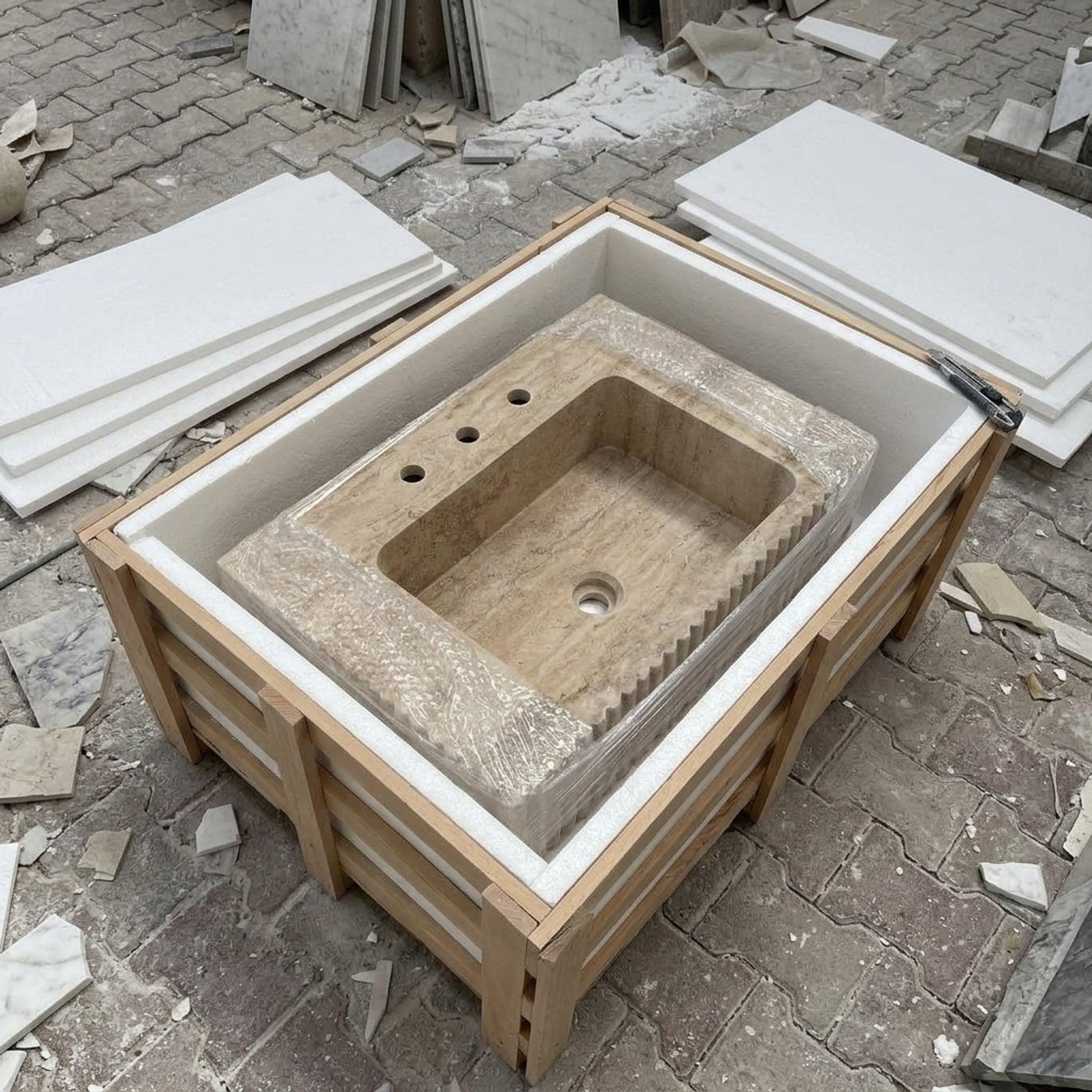 Travertine Marble Sink — view 10