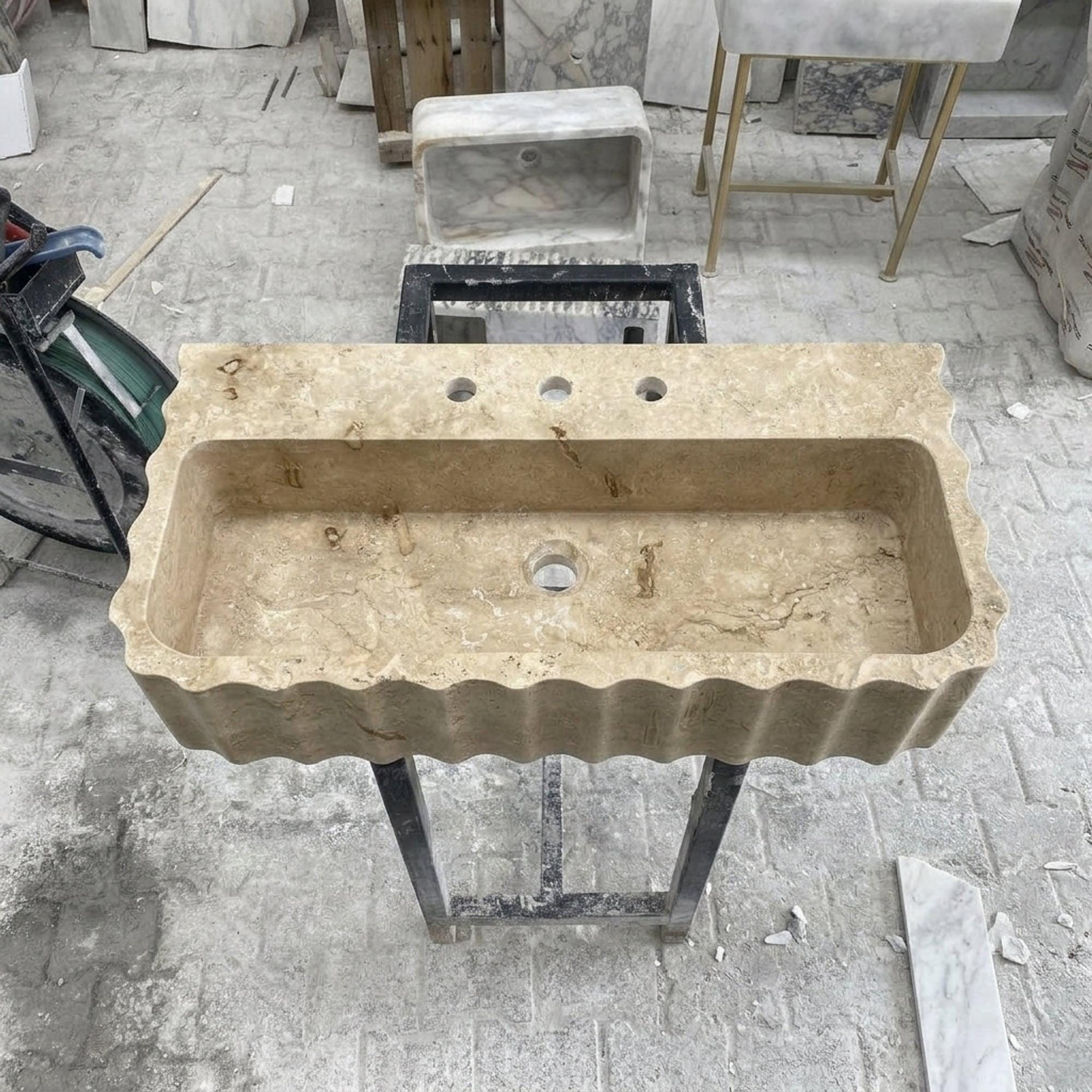 Travertine Marble Sink — view 3